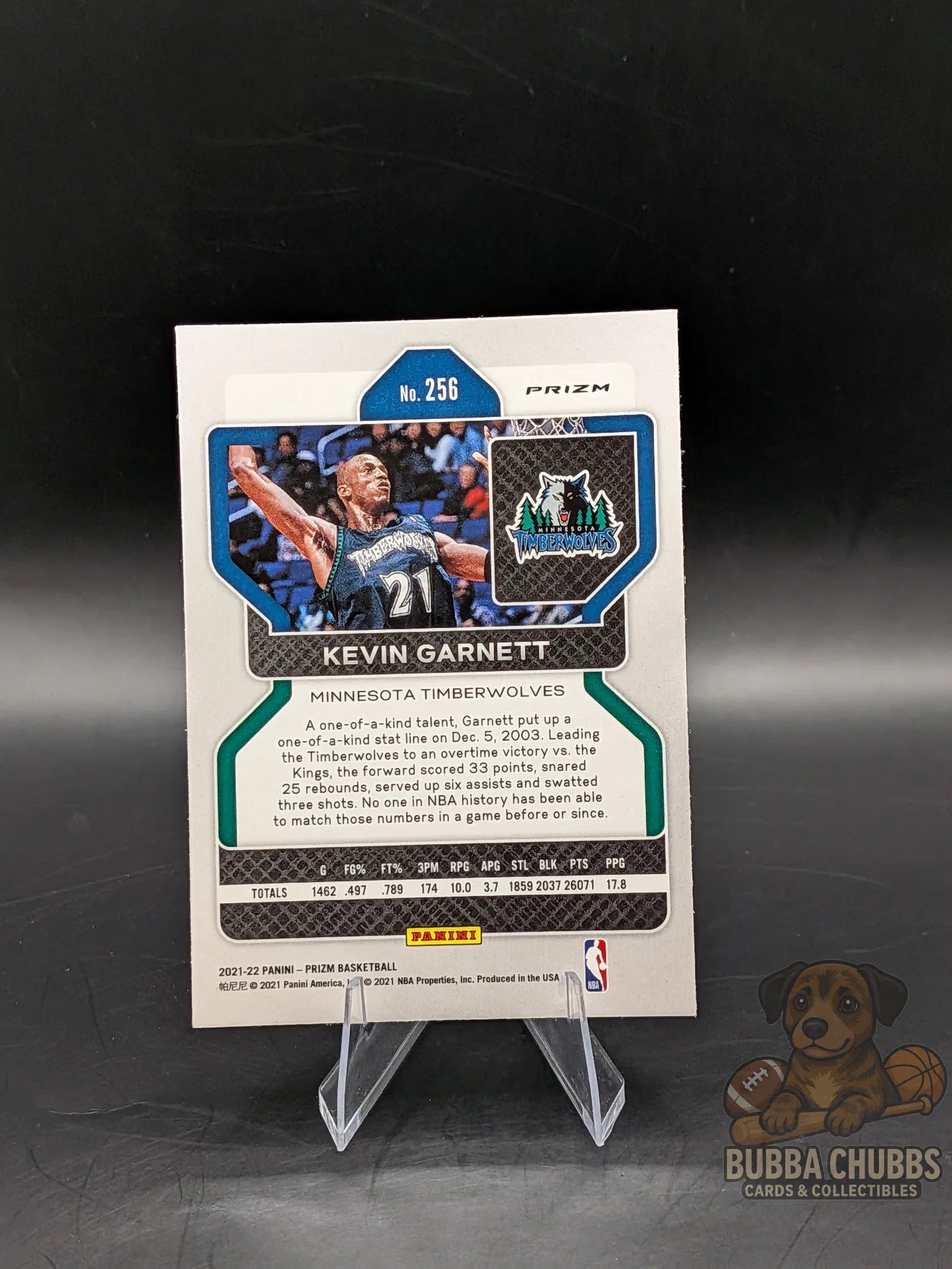 basketball trading card of Kevin Garnett of the Minnesota timberwolves panini prizm pink pulsar parallel