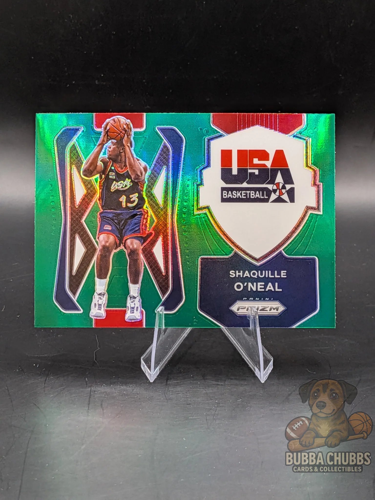Basketball trading card  panini prizm usa basketball insert green parallel shaquille oneal 