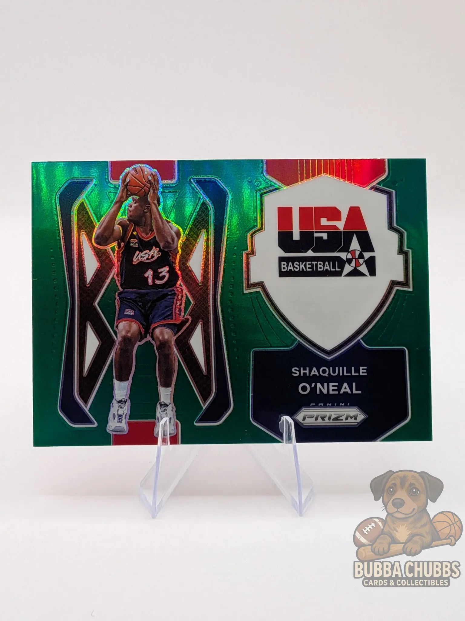 Basketball trading card  panini prizm usa basketball insert green parallel shaquille oneal 