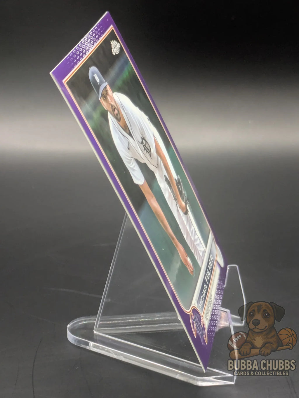 Baseball trading card featuring Michael Fulmer of the Detroit Tigers topps chrome update series purple parallel