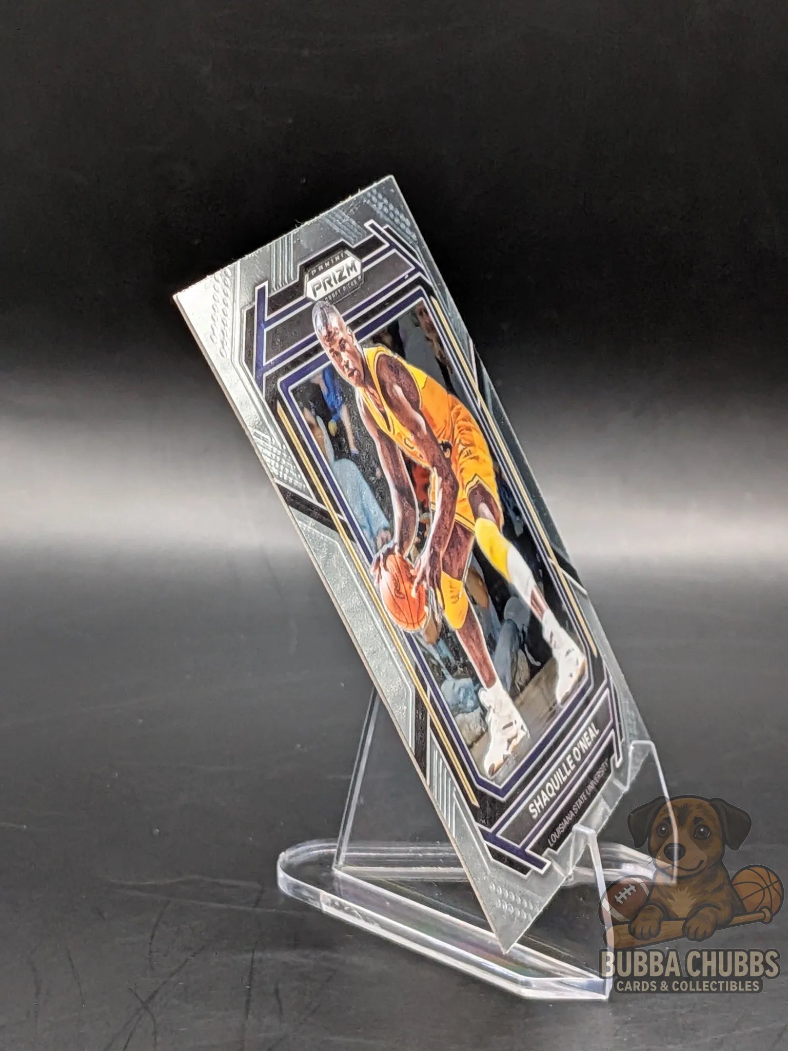 Basketball trading card of Shaquille O'Neal panini prizm draft picks insert LSU 