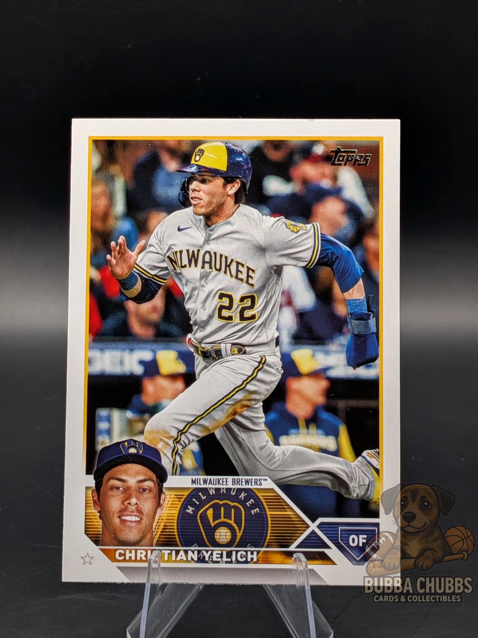 Baseball trading card of Christian Yelich of the Milwaukee Brewers topps series one