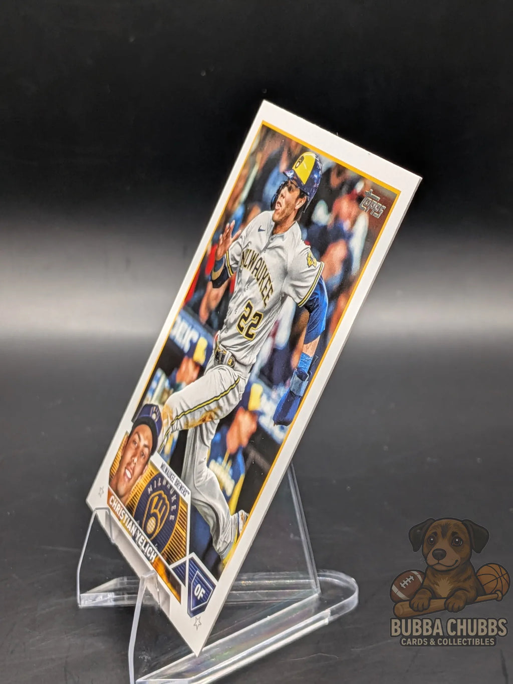 Baseball trading card of Christian Yelich of the Milwaukee Brewers topps series one