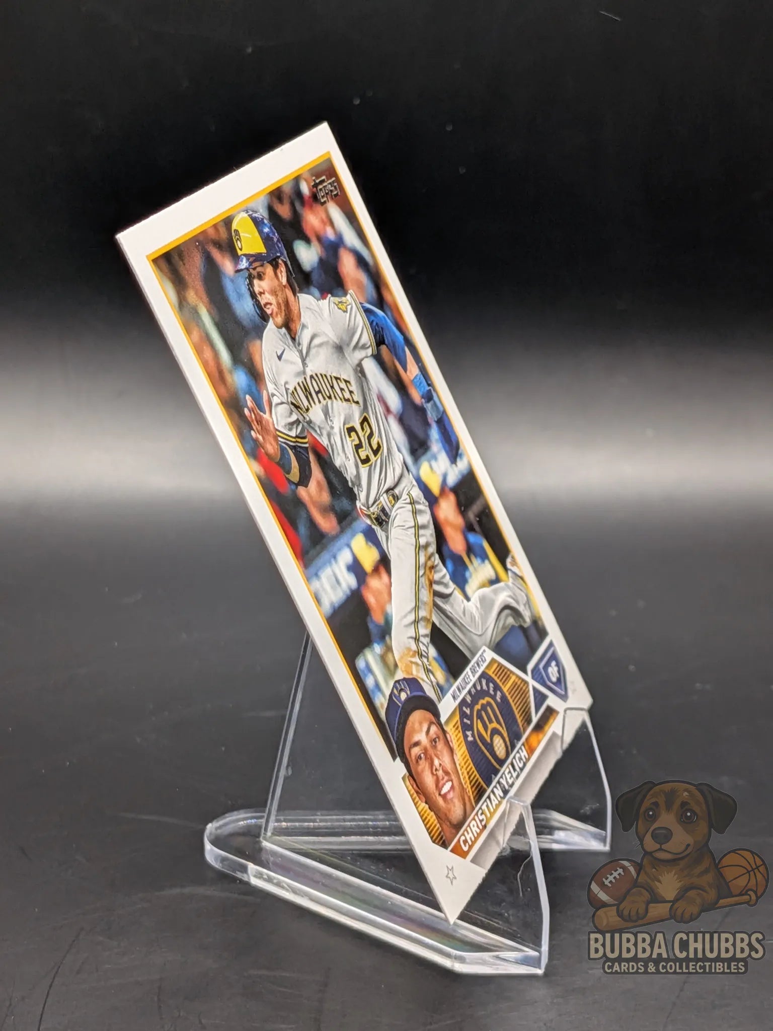 Baseball trading card of Christian Yelich of the Milwaukee Brewers topps series one