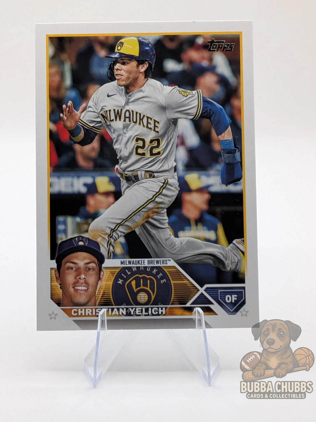 Baseball trading card of Christian Yelich of the Milwaukee Brewers topps series one