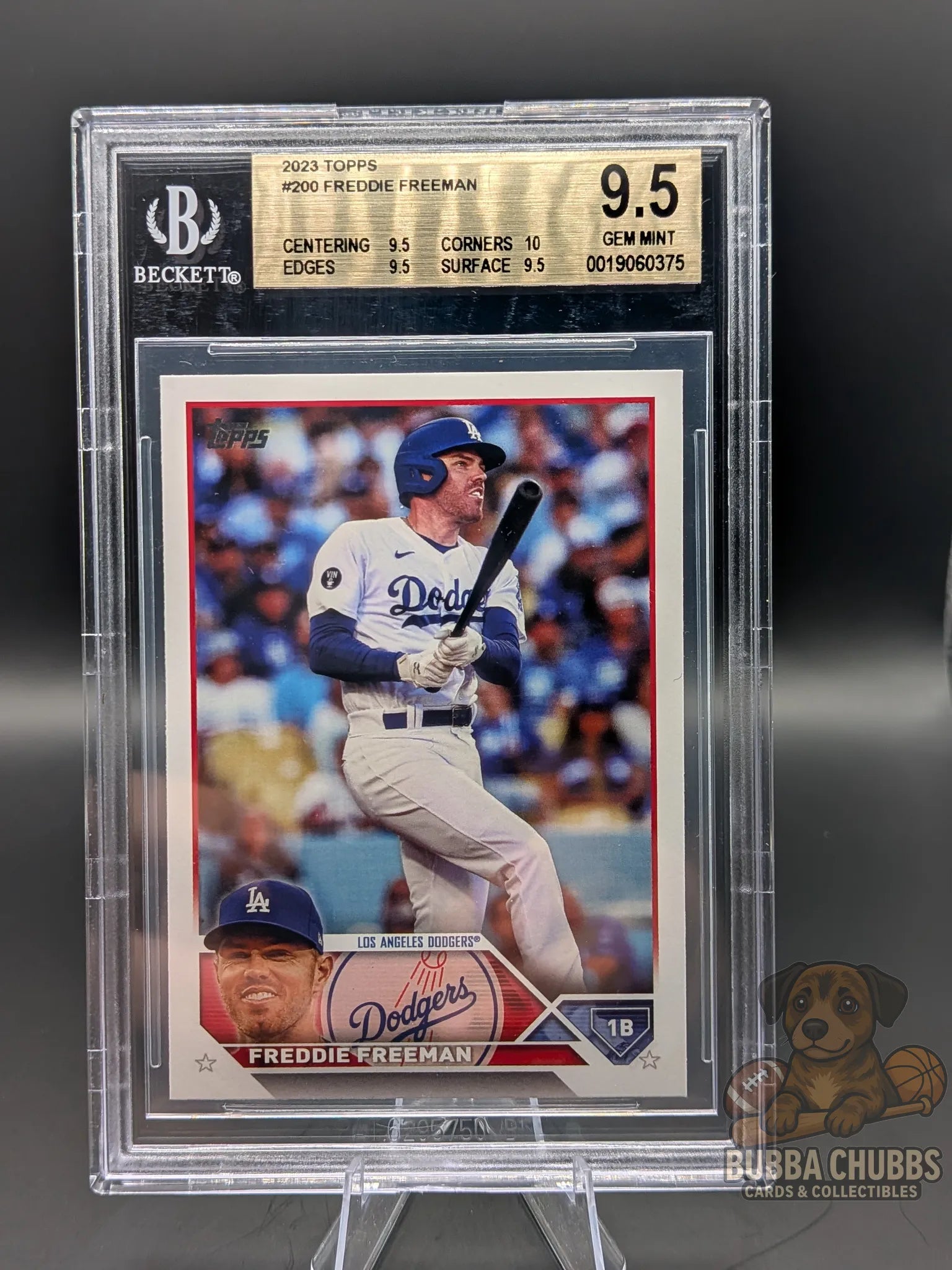Baseball trading card of Freddie Freeman topps series 1 bgs 9.5 gem mint