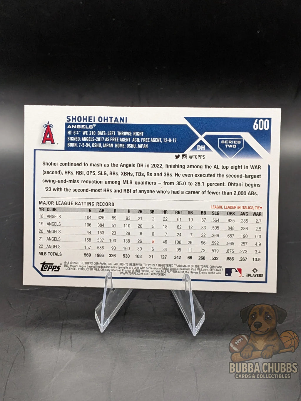 Baseball trading card featuring shohei ohtani topps series two 
