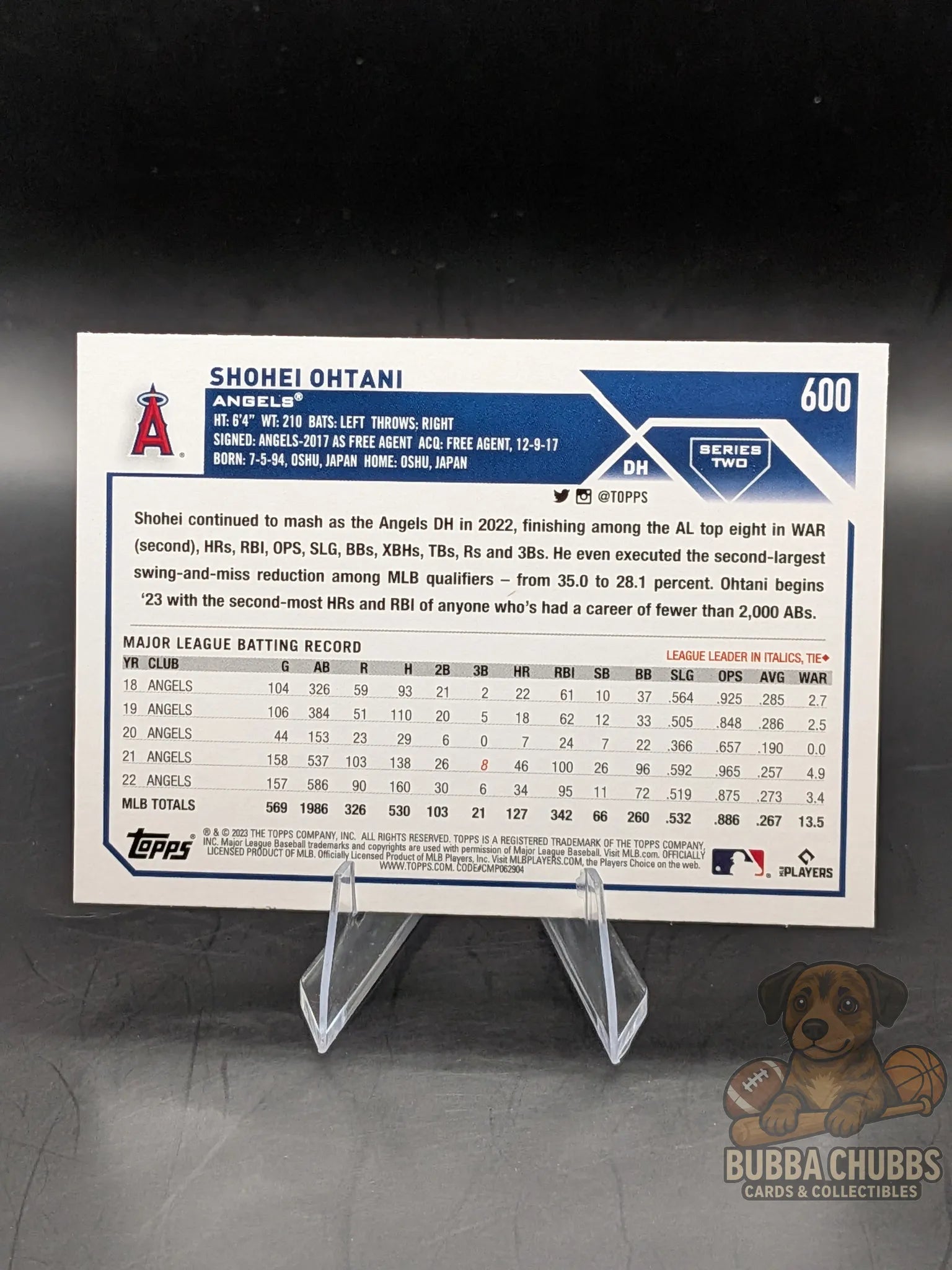Baseball trading card featuring shohei ohtani topps series two 