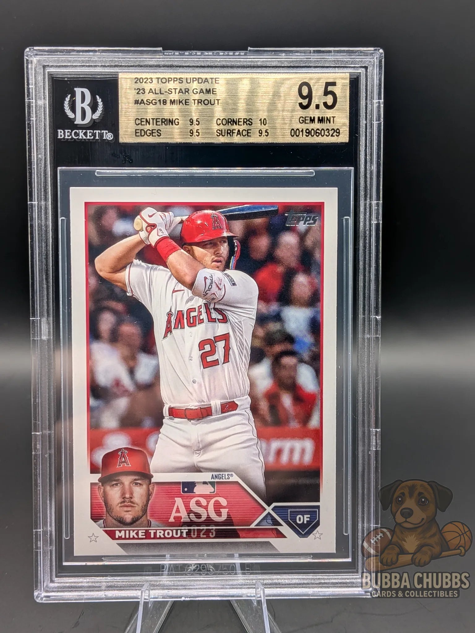 Baseball trading card of Mike Trout Topps Update Series All Star Game Insert BGS 9.5