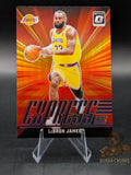 Basketball trading card of LeBron James of the LA Lakers jersey panini donruss optic express lane
