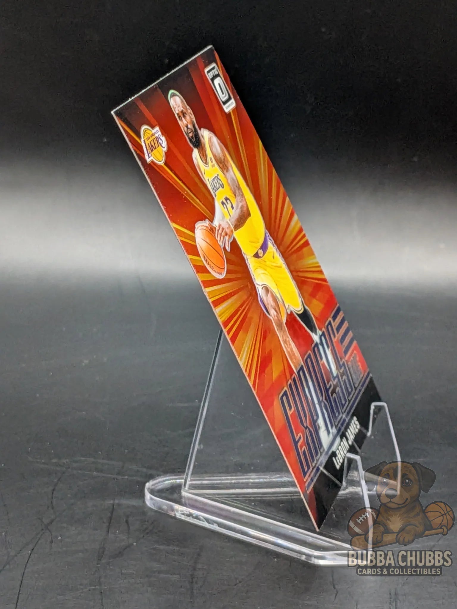 Basketball trading card of LeBron James of the LA Lakers jersey panini donruss optic express lane