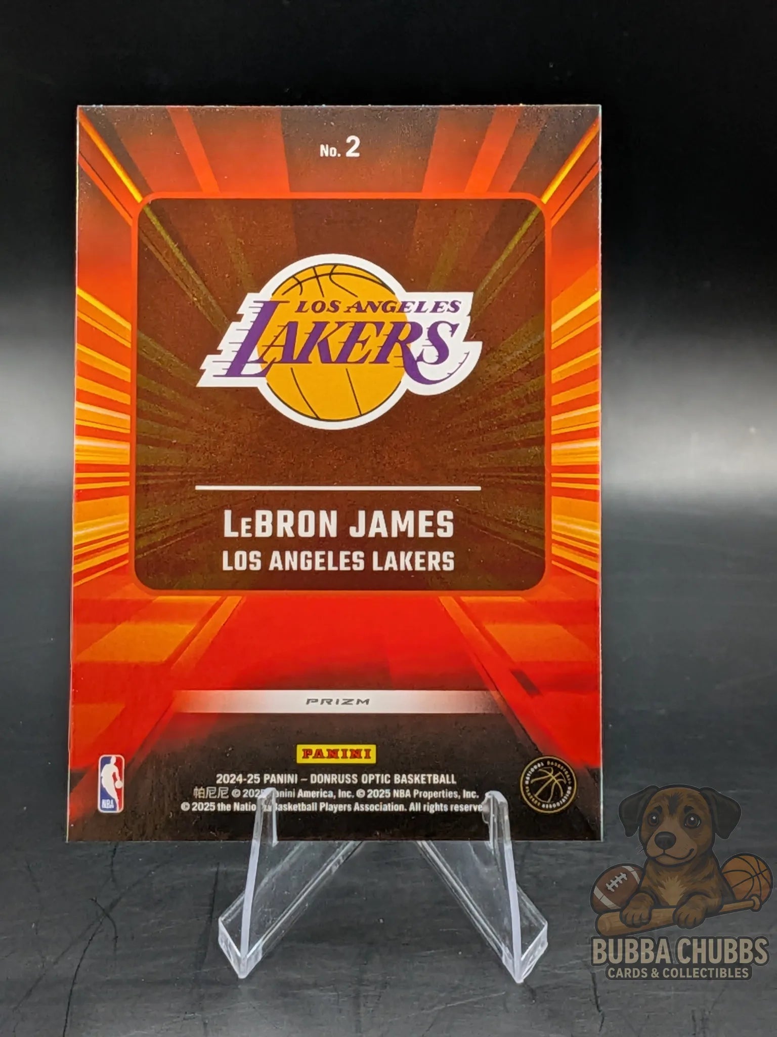Basketball trading card of LeBron James of the LA Lakers jersey panini donruss optic express lane