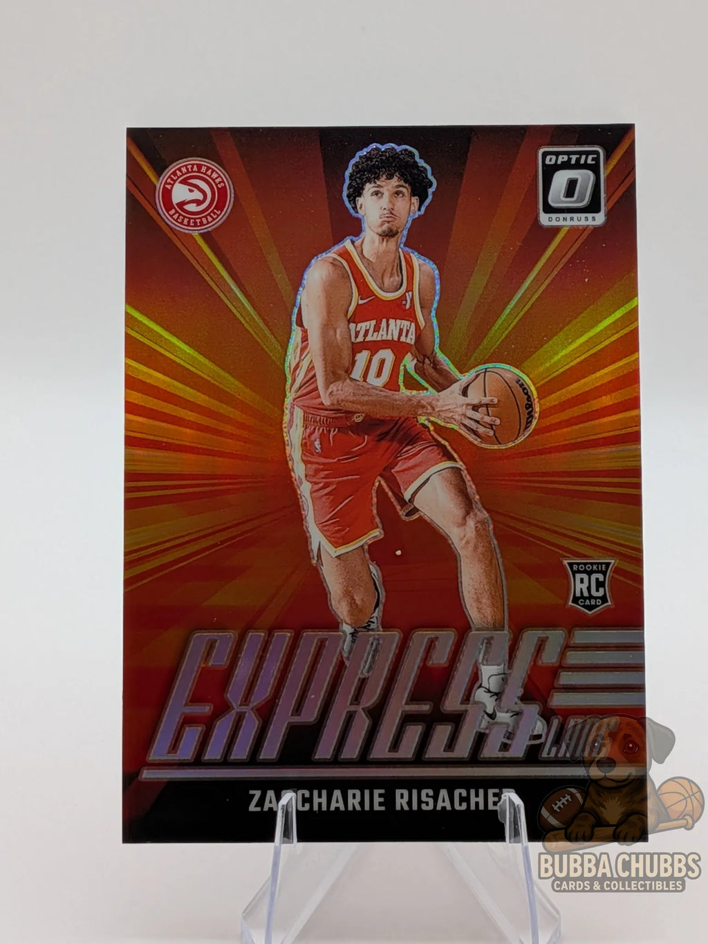 Basketball trading card featuring rookie Zaccharie risacher of the atlanta hawks panini donruss express lane 