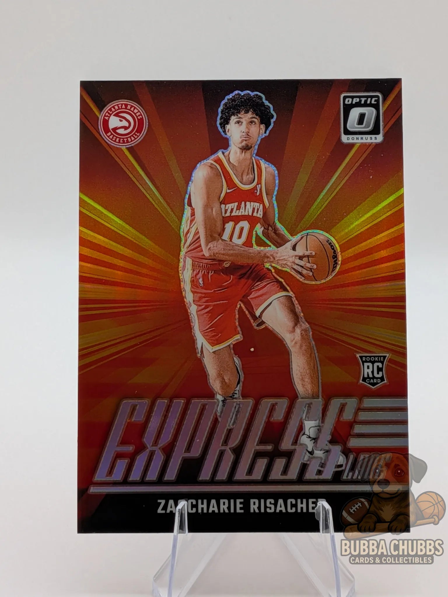 Basketball trading card featuring rookie Zaccharie risacher of the atlanta hawks panini donruss express lane 