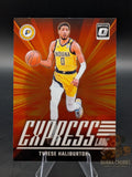 Basketball trading card of Tyrese Haliburton of the Indiana Pacers panini donruss optic express lane