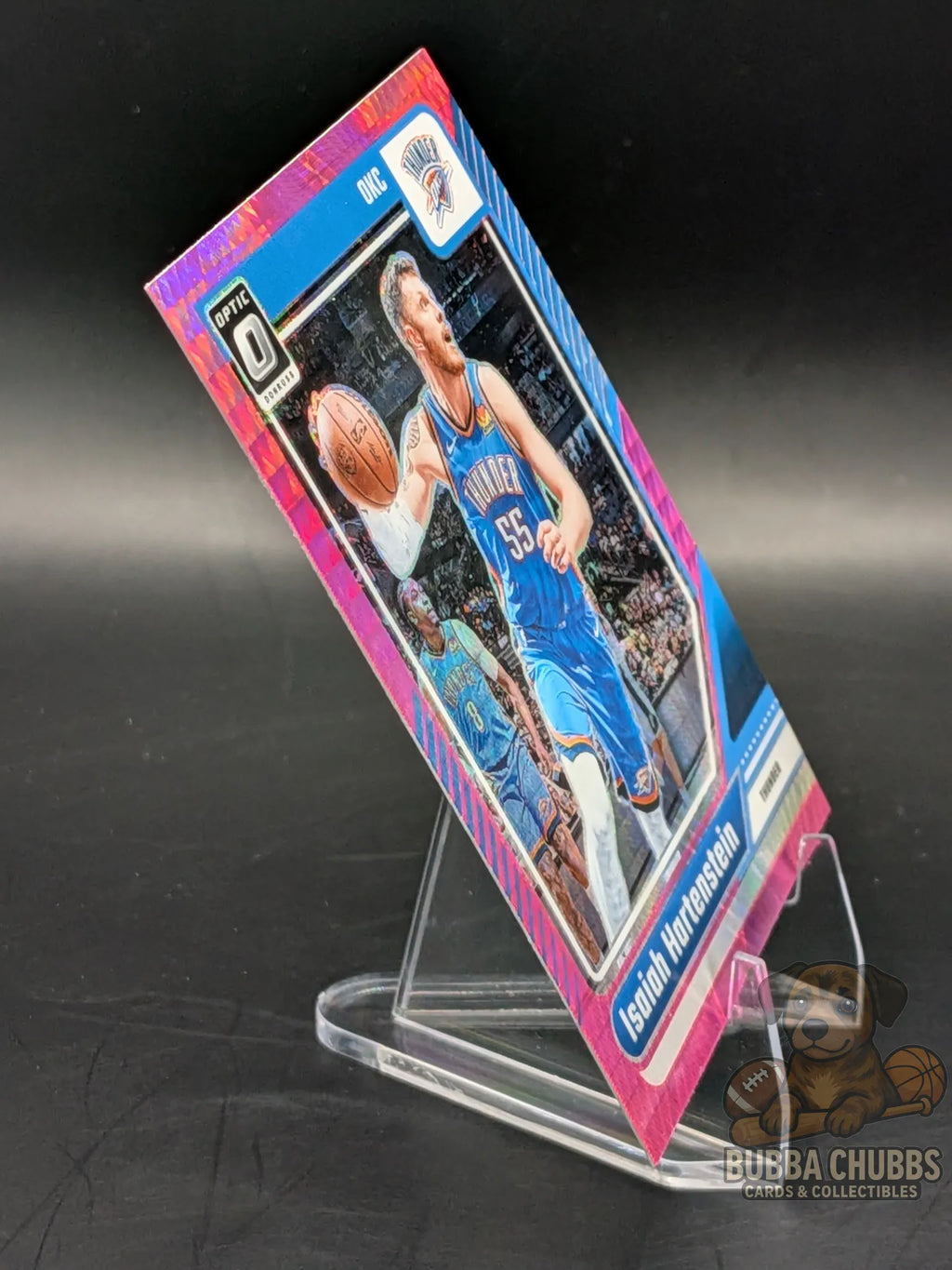Basketball trading card of Isaiah Hartenstein with Oklahoma City Thunder panini donruss optic pink parallel