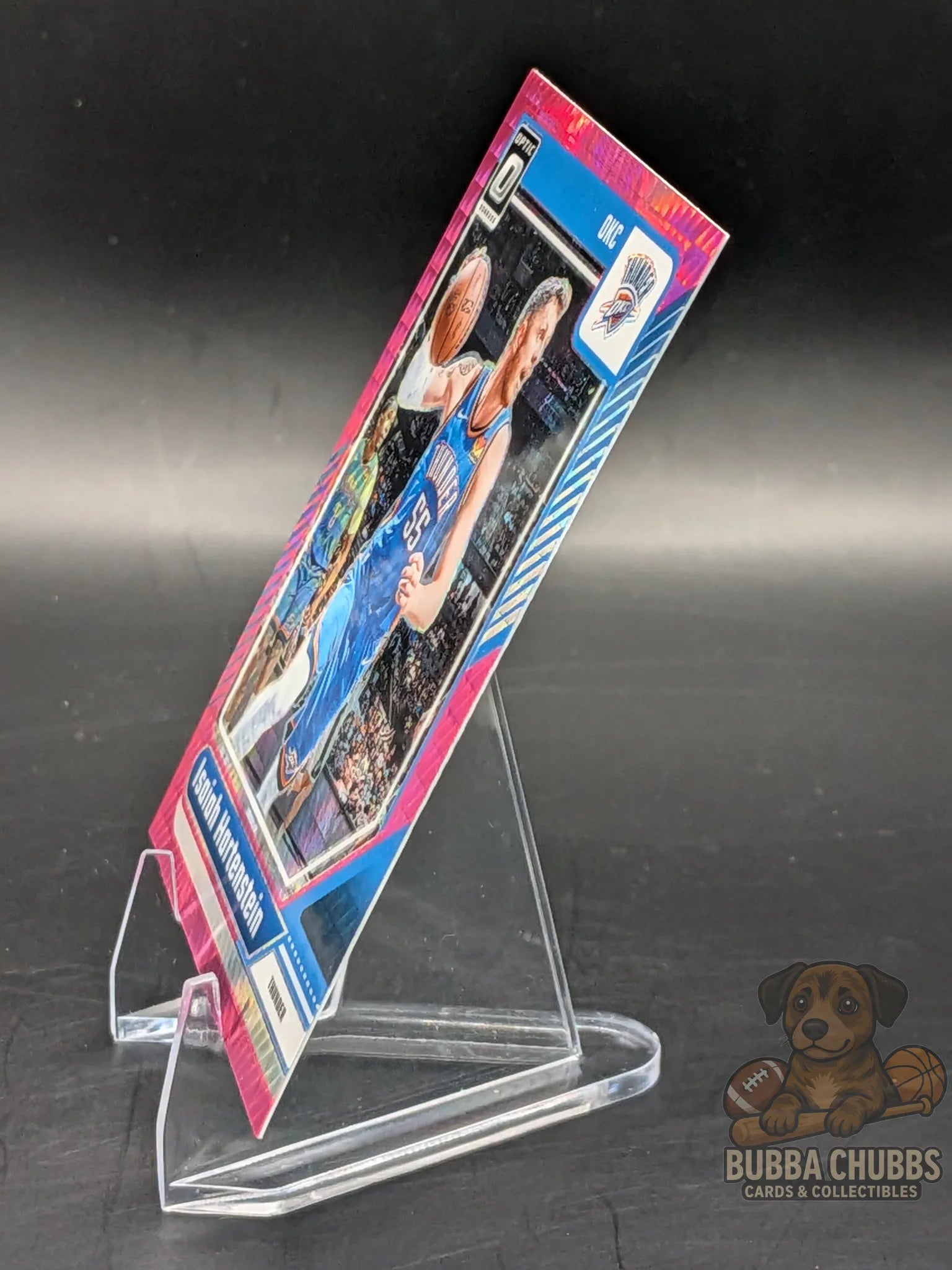 Basketball trading card of Isaiah Hartenstein with Oklahoma City Thunder panini donruss optic pink parallel