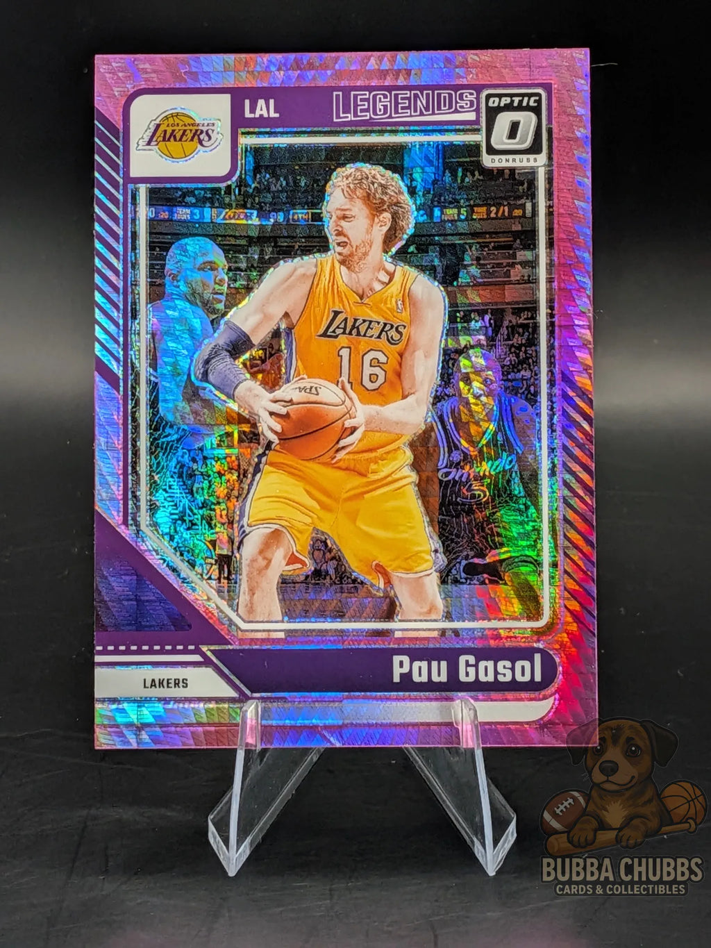 Basketball trading cards Pau Gasol of the LA Lakers panini donruss optic legends pink parallel