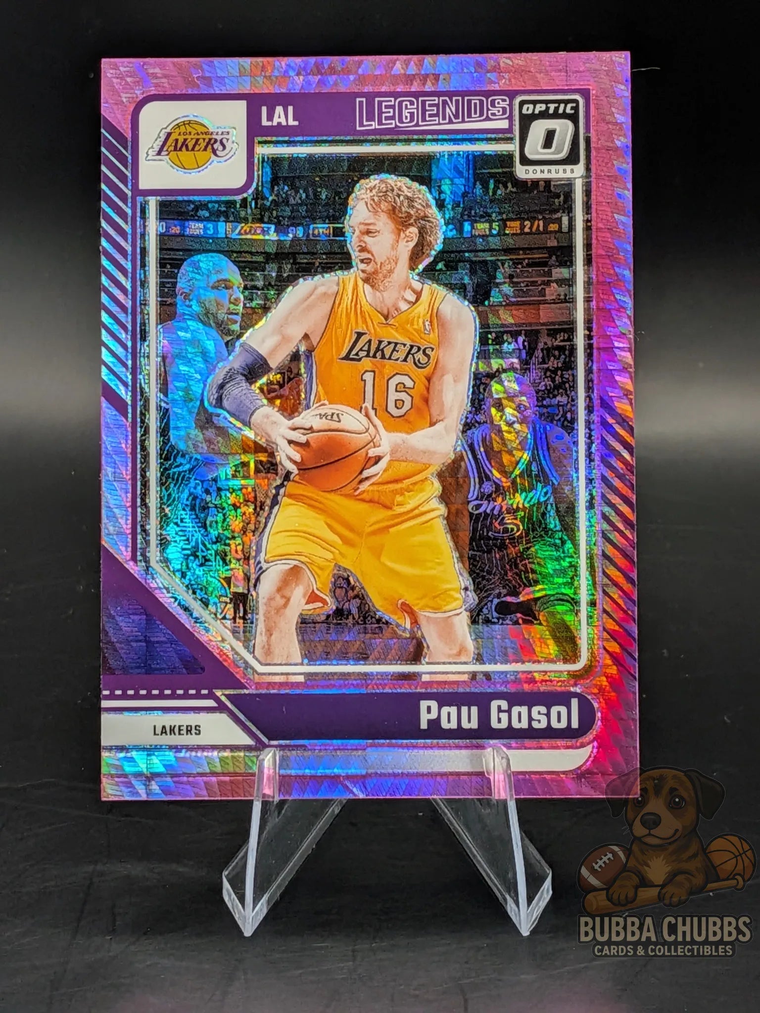 Basketball trading cards Pau Gasol of the LA Lakers panini donruss optic legends pink parallel