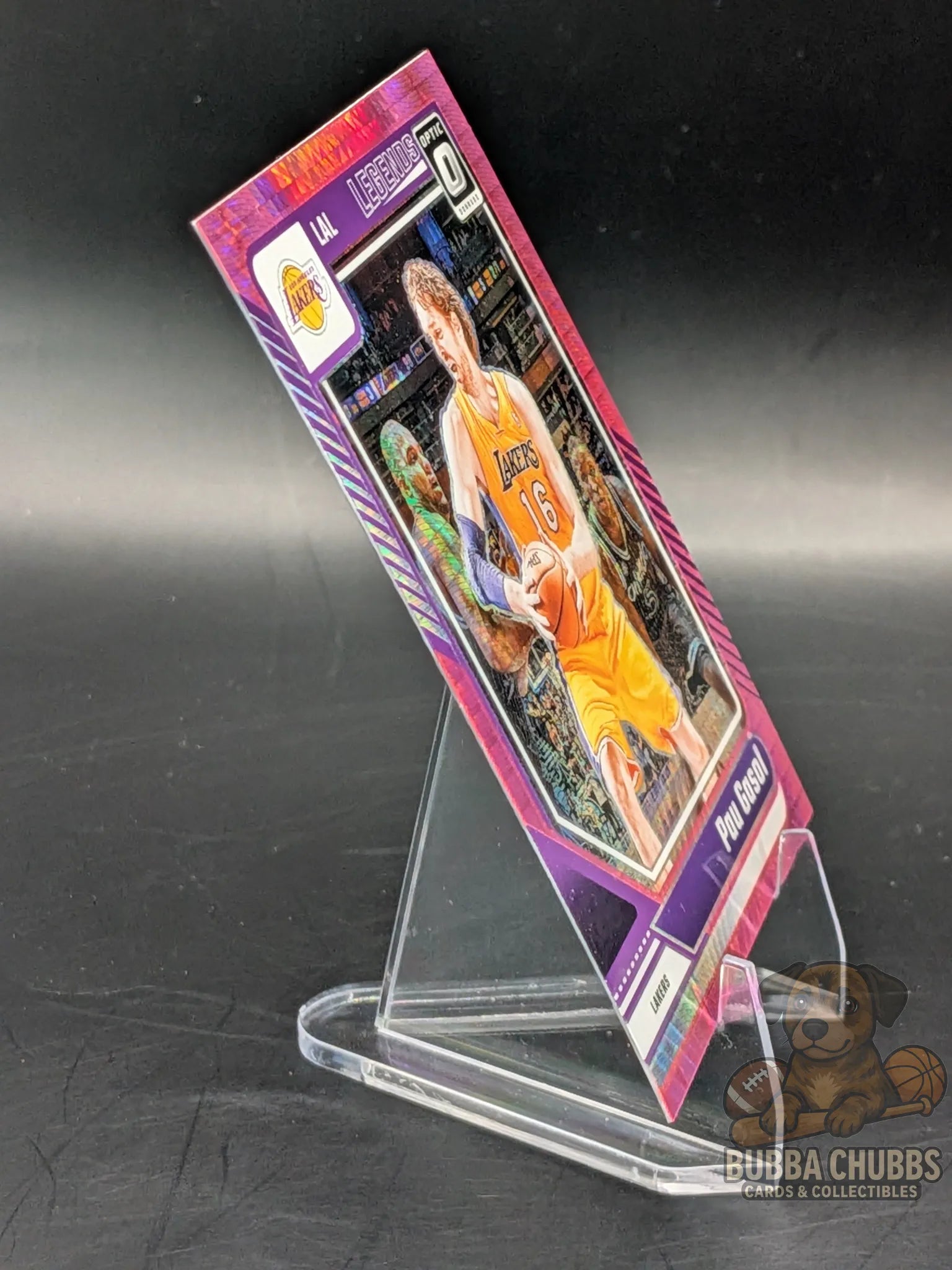 Basketball trading cards Pau Gasol of the LA Lakers panini donruss optic legends pink parallel