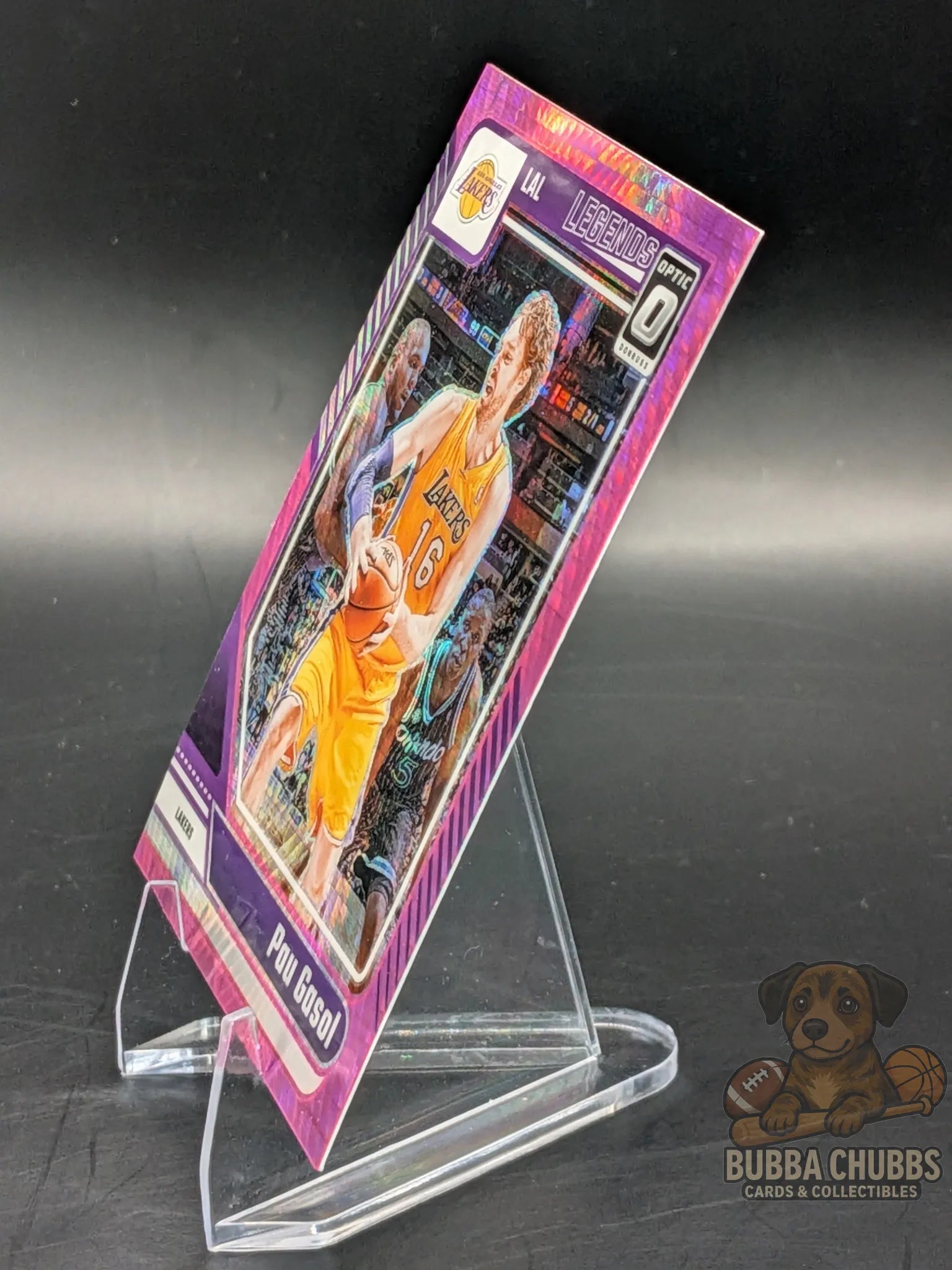 Basketball trading cards Pau Gasol of the LA Lakers panini donruss optic legends pink parallel