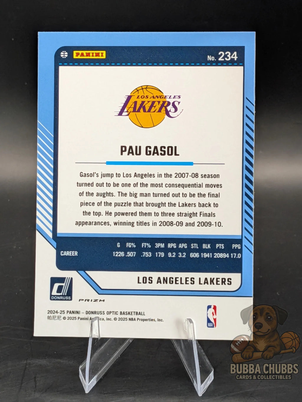 Basketball trading cards Pau Gasol of the LA Lakers panini donruss optic legends pink parallel