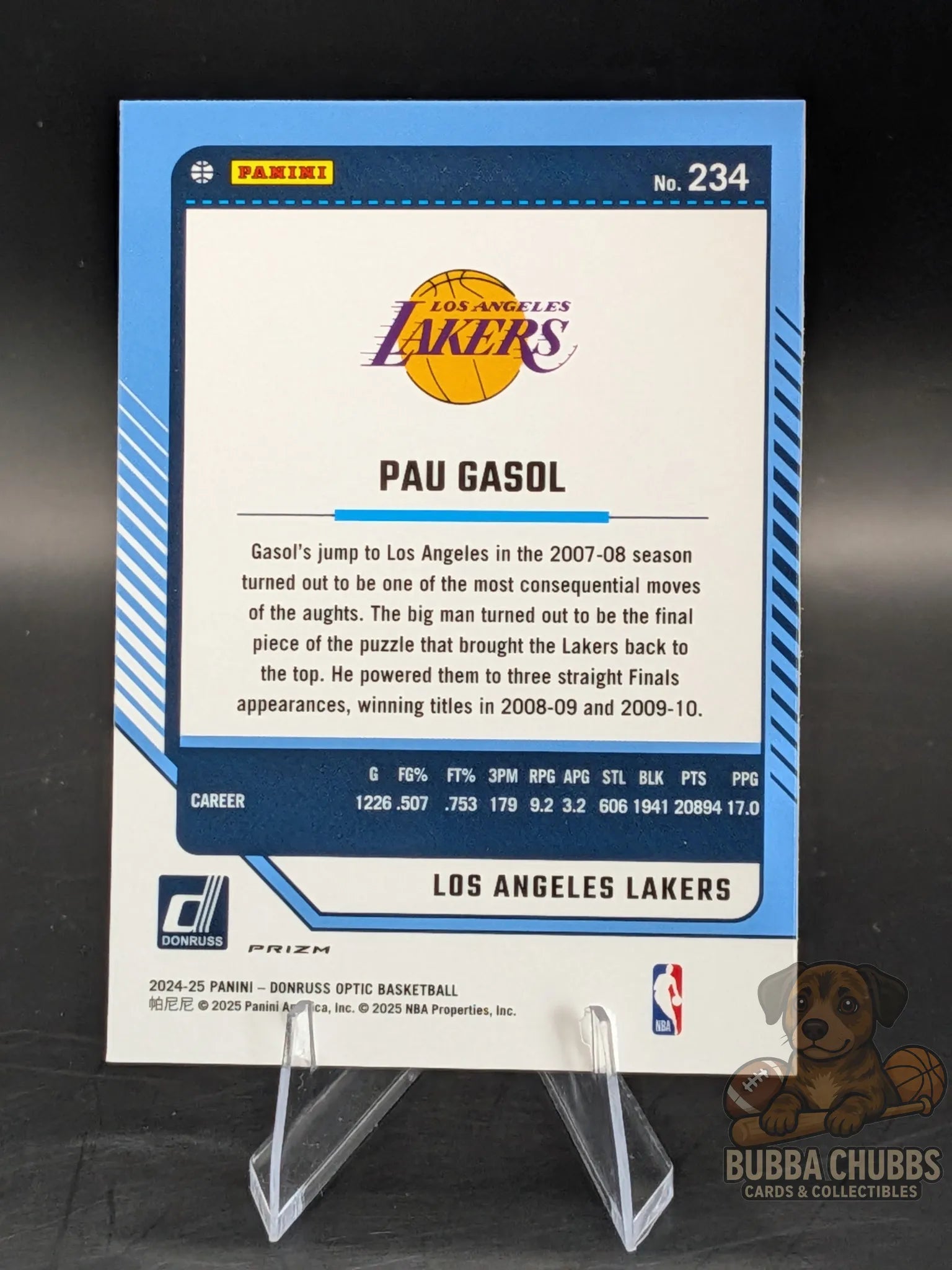 Basketball trading cards Pau Gasol of the LA Lakers panini donruss optic legends pink parallel