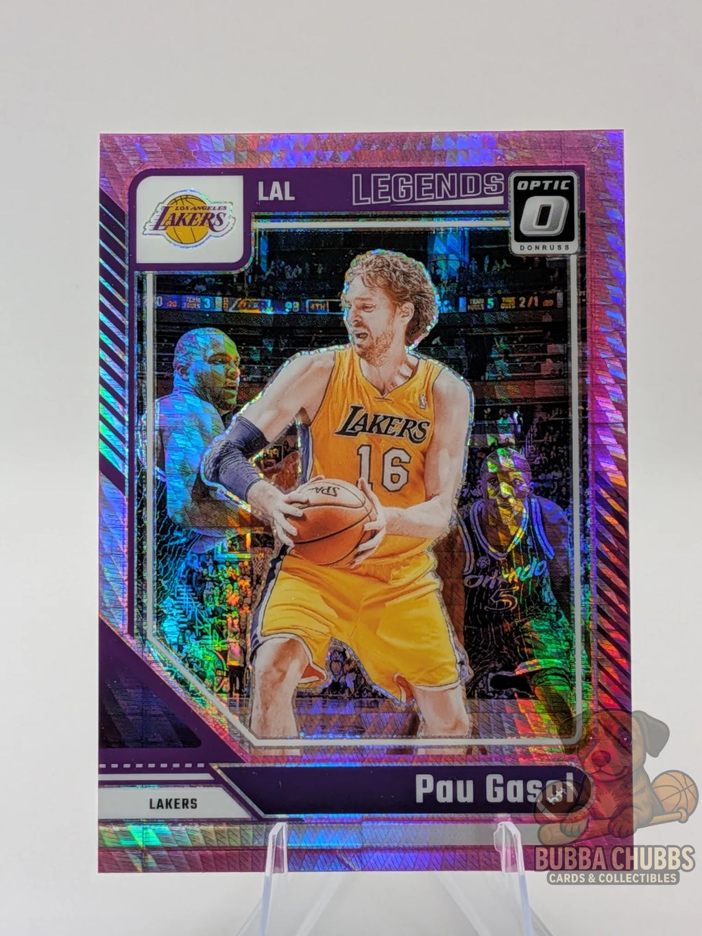 Basketball trading cards Pau Gasol of the LA Lakers panini donruss optic legends pink parallel