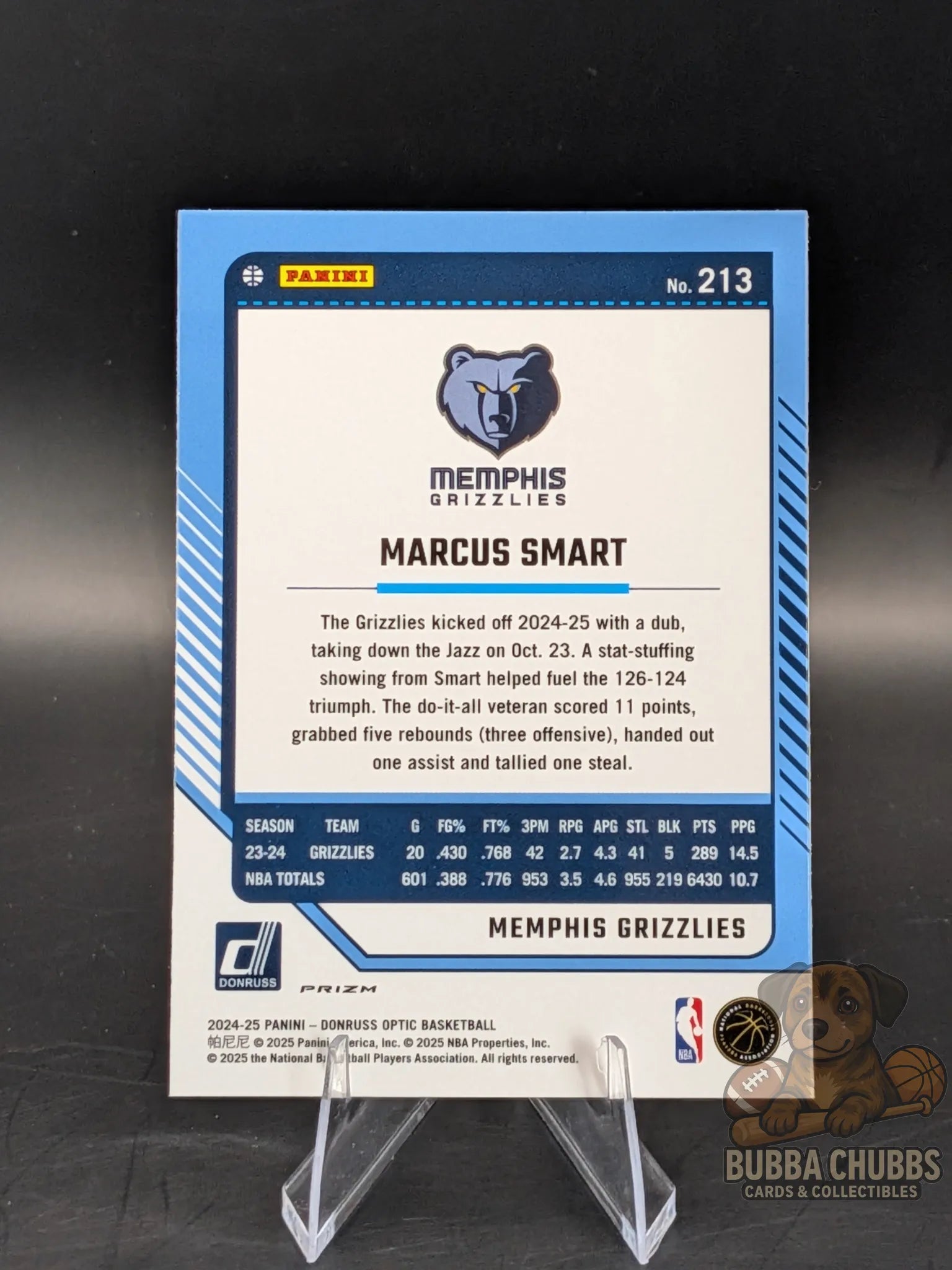 Basketball trading card of Marcus Smart of the Memphis Grizzlies panini donruss optic pink parallel