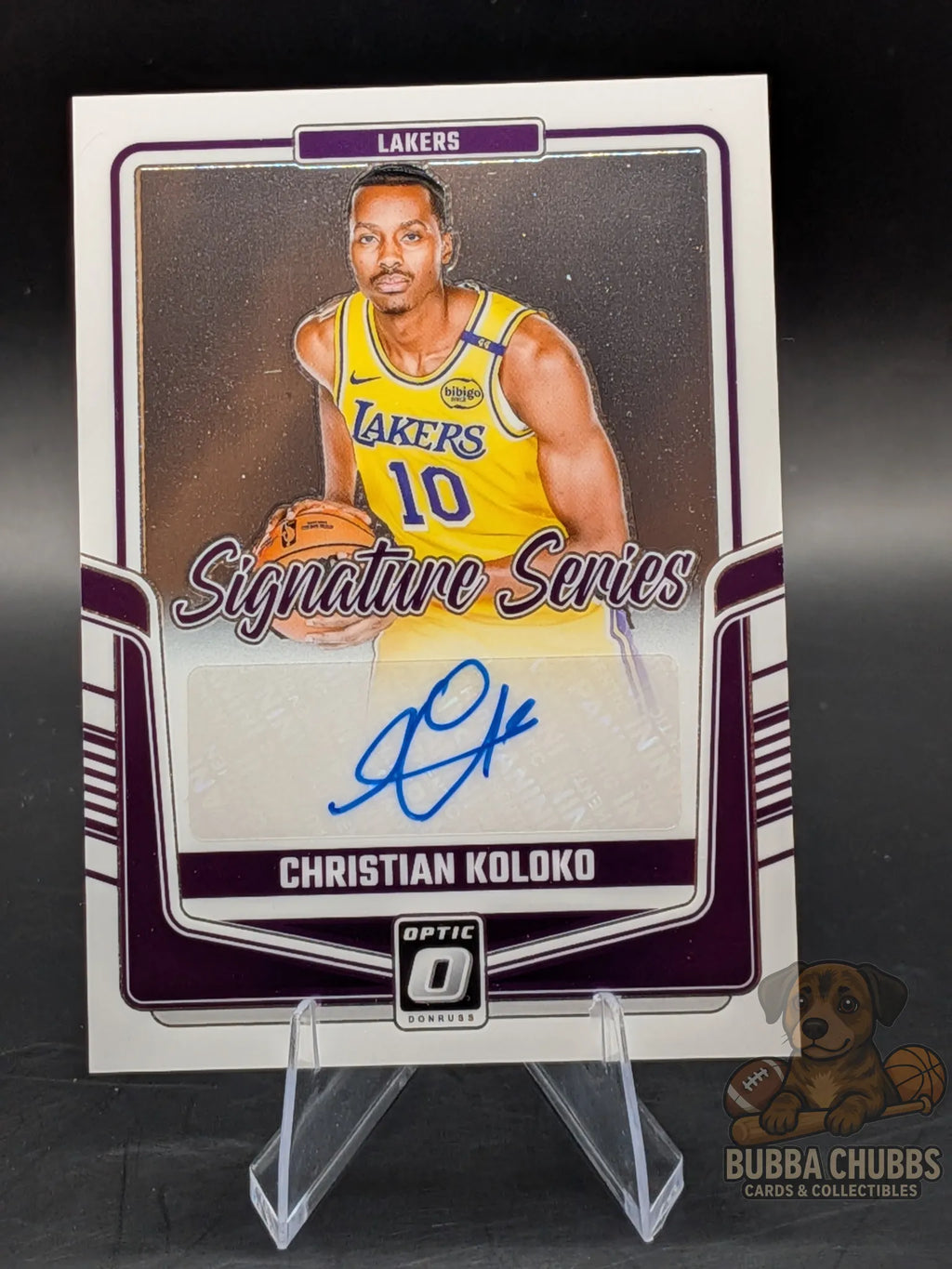 basketball trading card of christian koloko of the LA Lakers panini donruss optic signature series