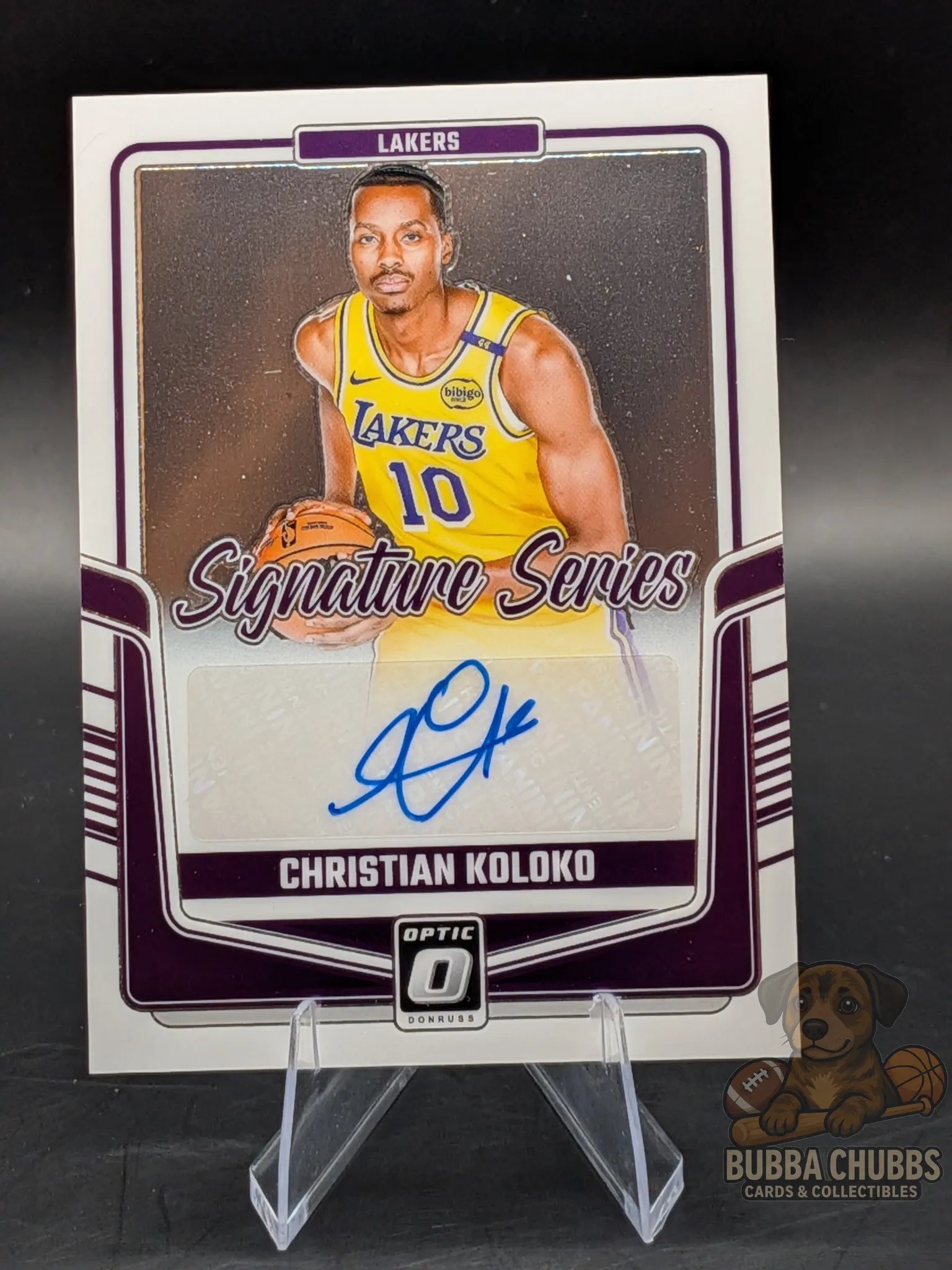basketball trading card of christian koloko of the LA Lakers panini donruss optic signature series