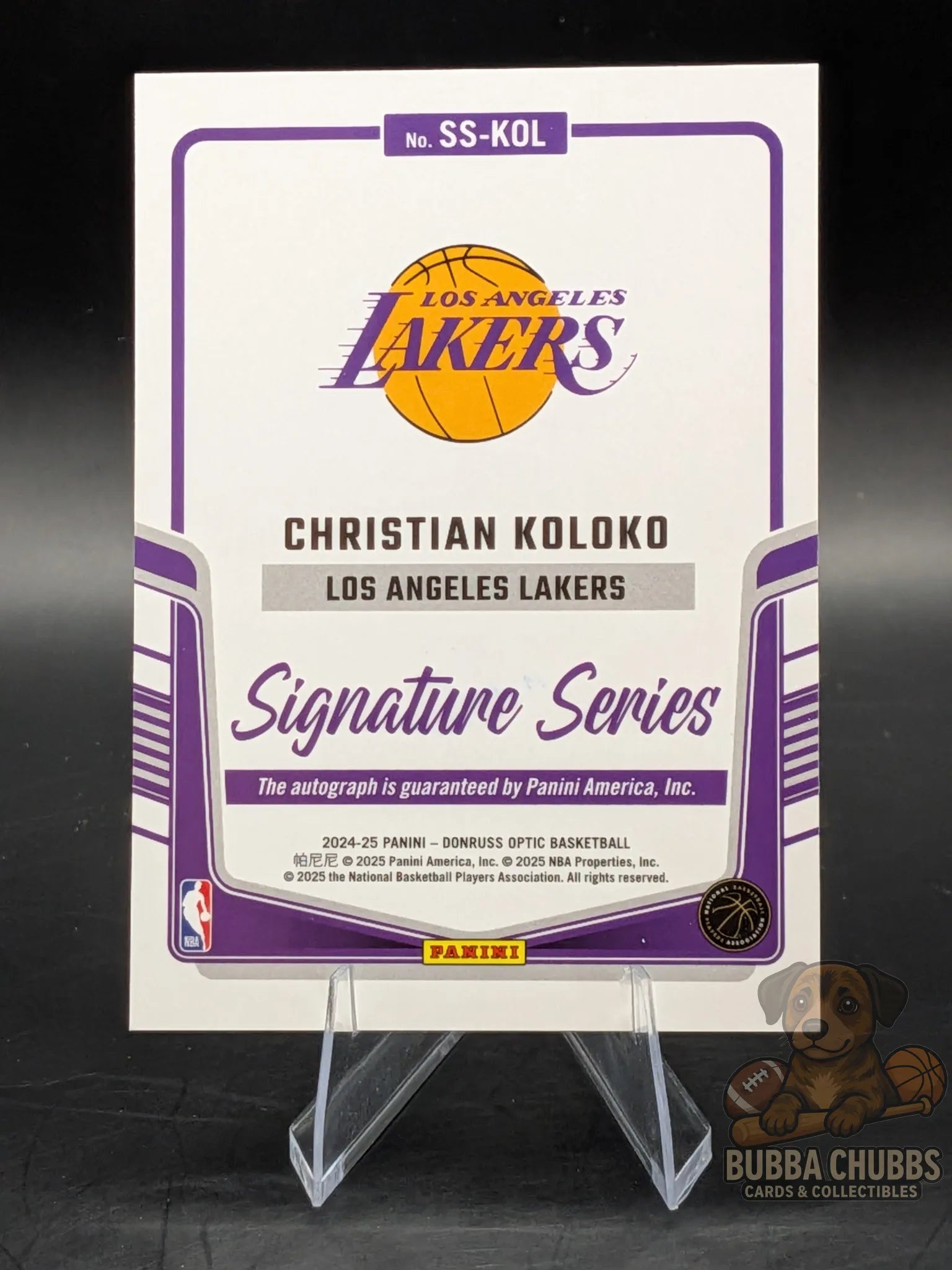 basketball trading card of christian koloko of the LA Lakers panini donruss optic signature series