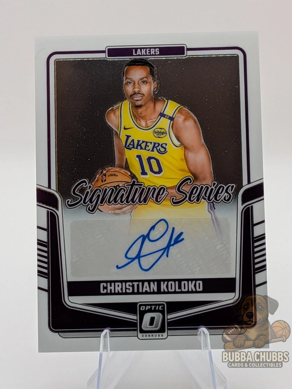 basketball trading card of christian koloko of the LA Lakers panini donruss optic signature series