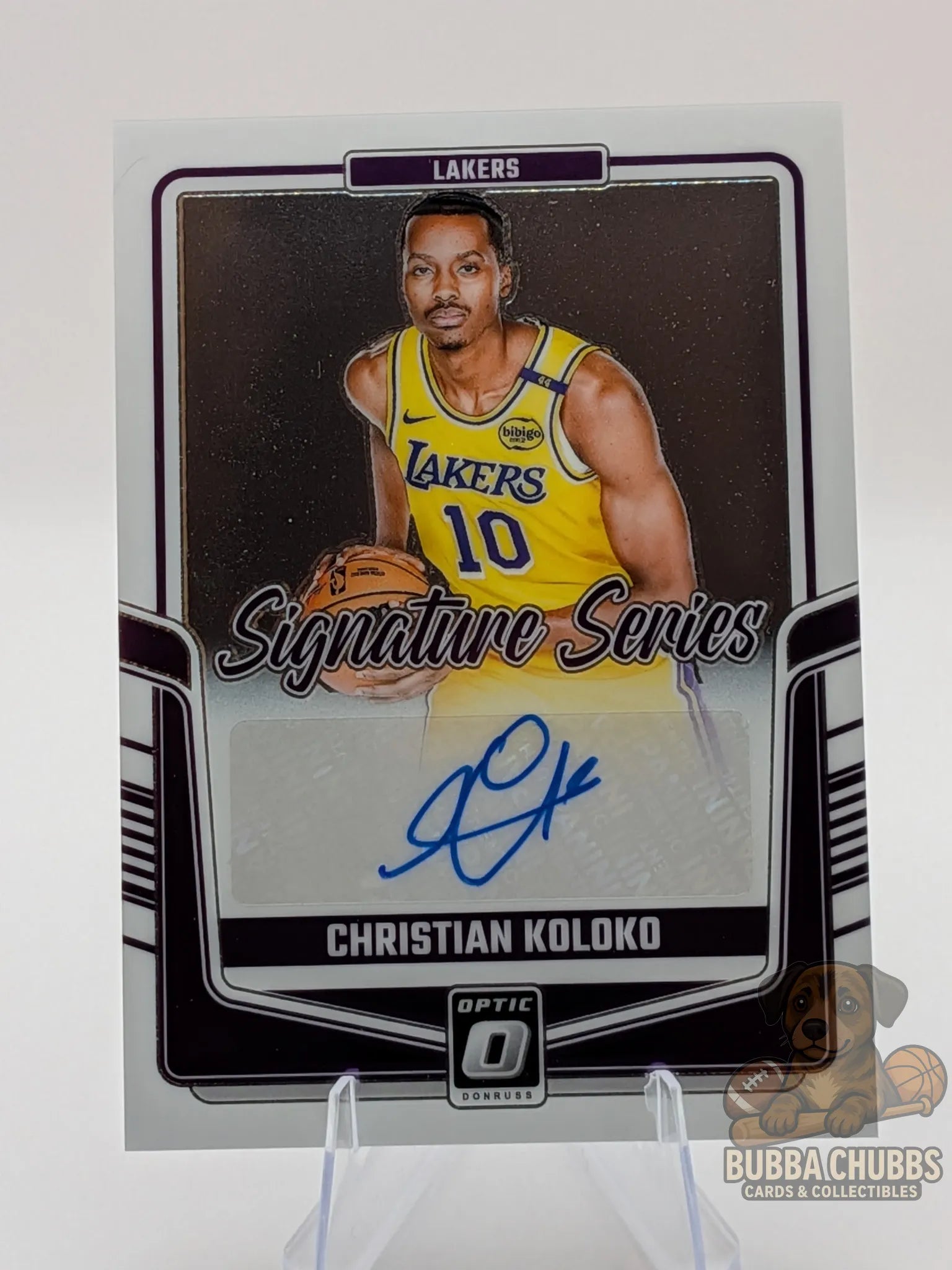 basketball trading card of christian koloko of the LA Lakers panini donruss optic signature series