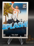 Basketball trading card of Trae Young of the Atlanta Hawks panini donruss optic splash! parallel insert