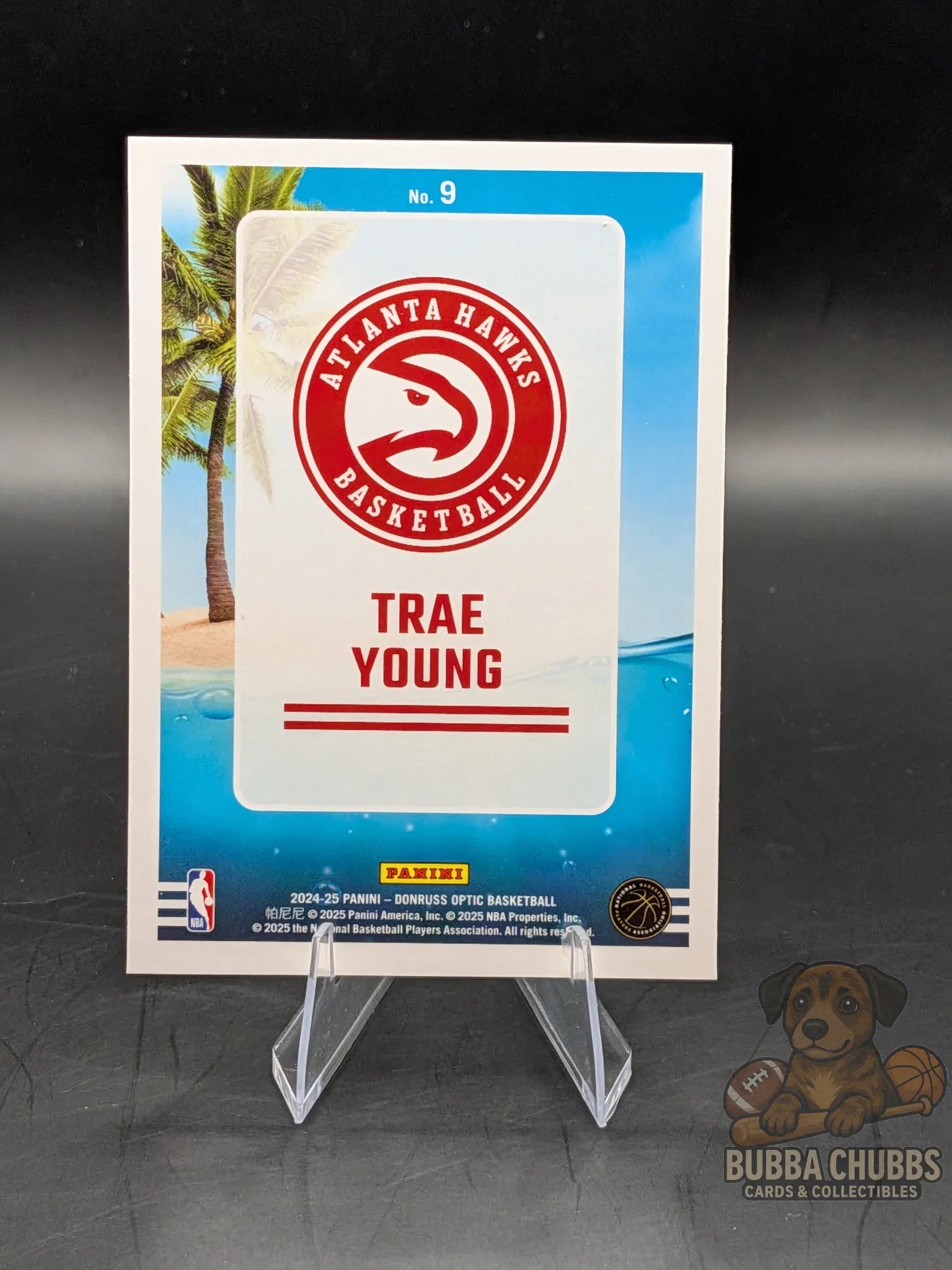 Basketball trading card of Trae Young of the Atlanta Hawks panini donruss optic splash! parallel insert