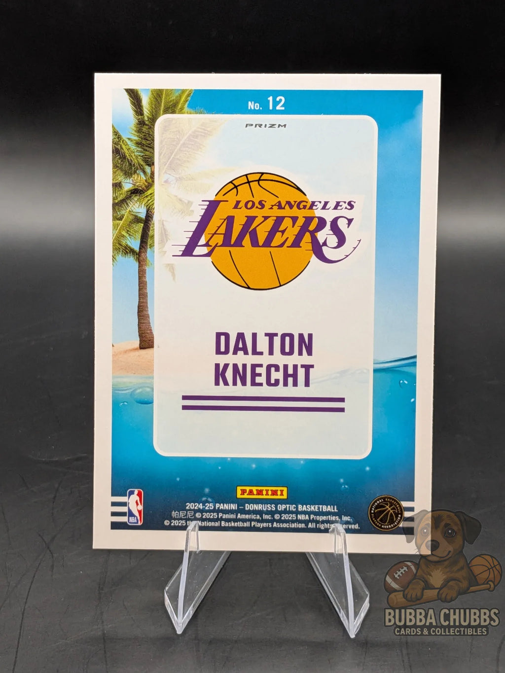 Basketball rookie trading card Dalton Knecht of the LA Lakers panini donruss optic splash! blue parallel holographic