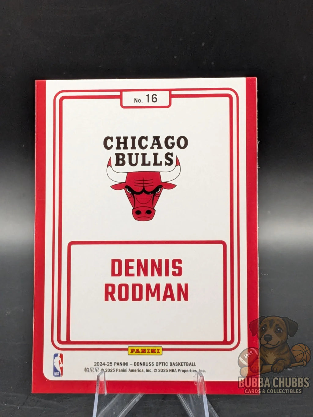 Basketball trading card of Dennis Rodman of the Chicago Bulls panini donruss optic Winner Stays