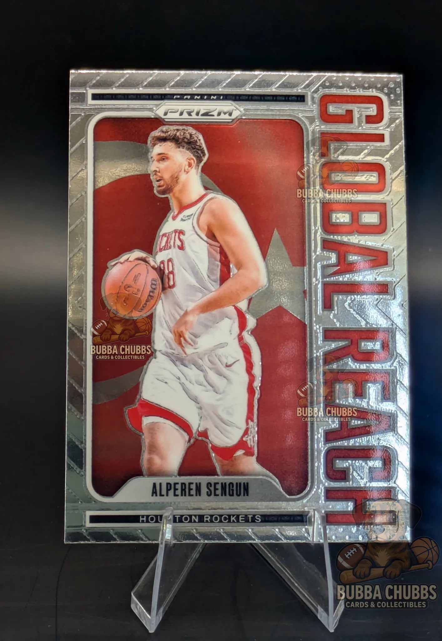 Basketball trading card featuring Alperen Sengun of the Houston Rockets Panini Prizm Global Reach Subset Parallel