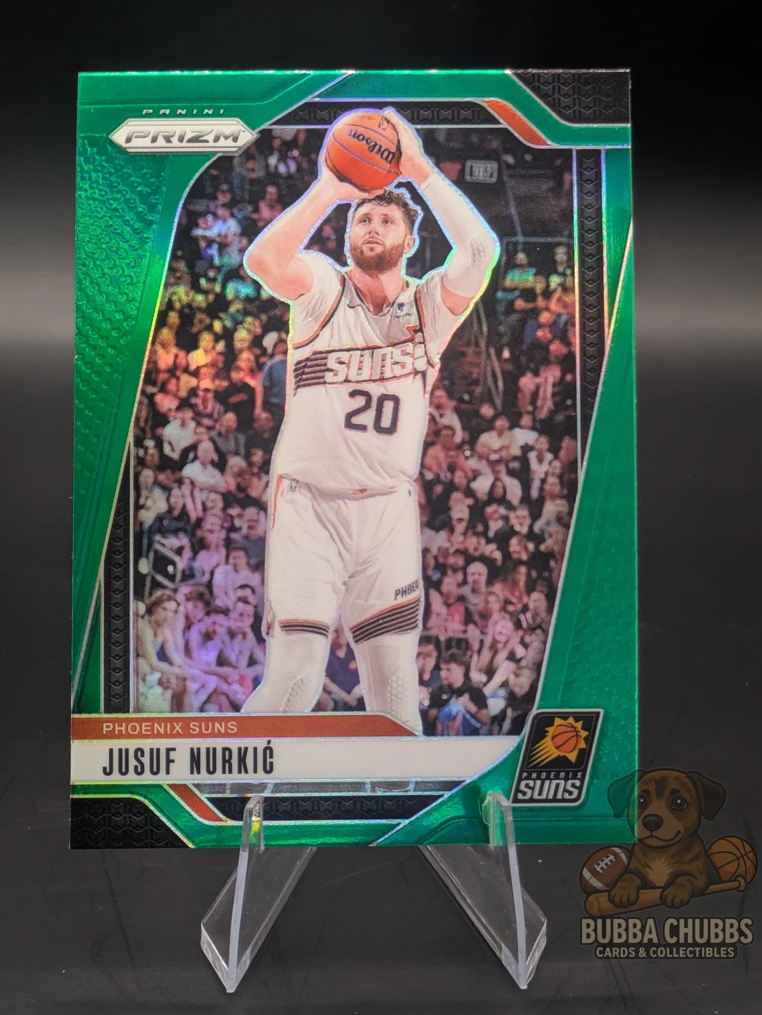Basketball trading card featuring Jusuf Nurkic of the Phoenix Suns Panini Prizm Green Parallel