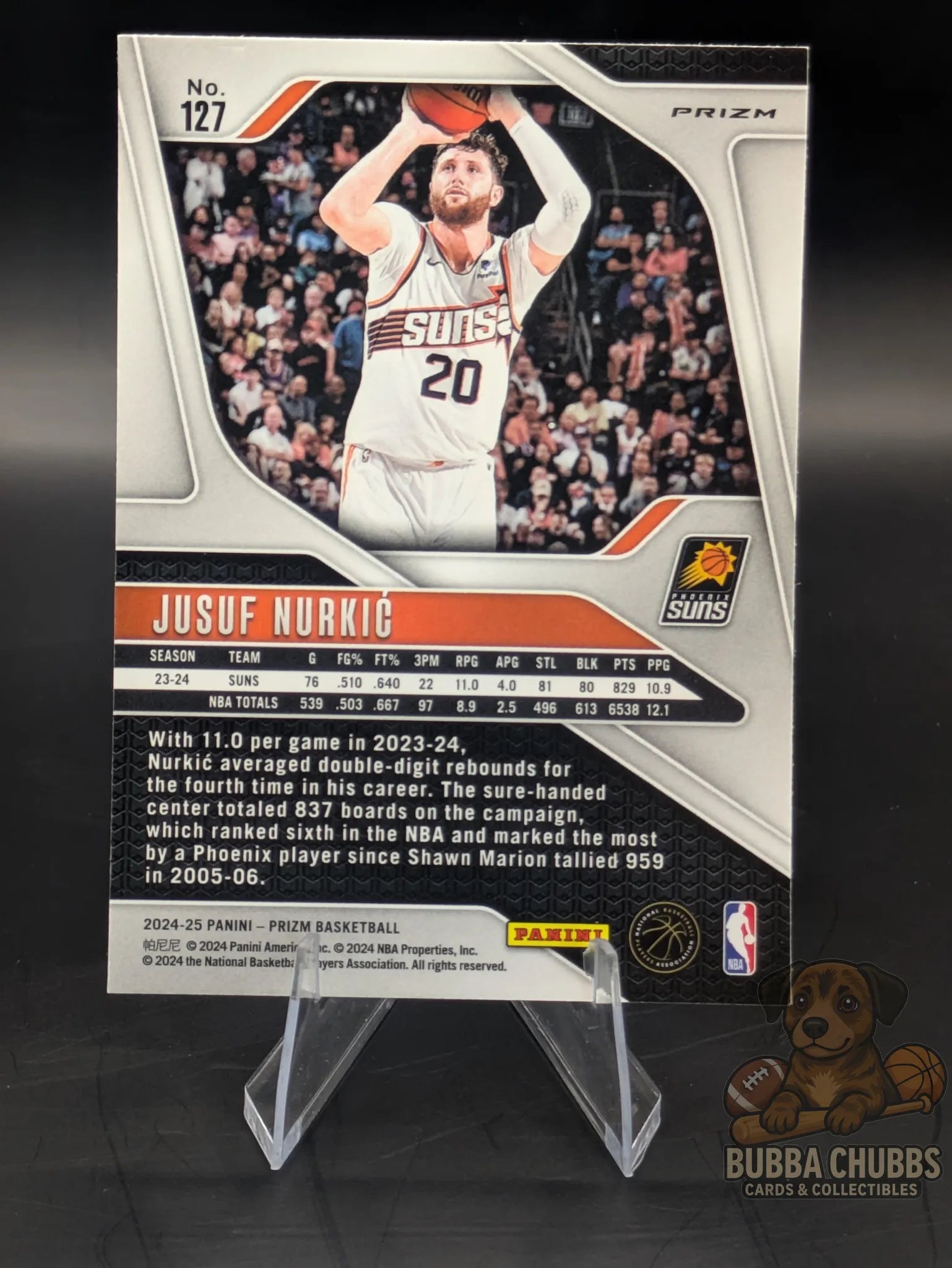 Basketball trading card featuring Jusuf Nurkic of the Phoenix Suns Panini Prizm Green Parallel