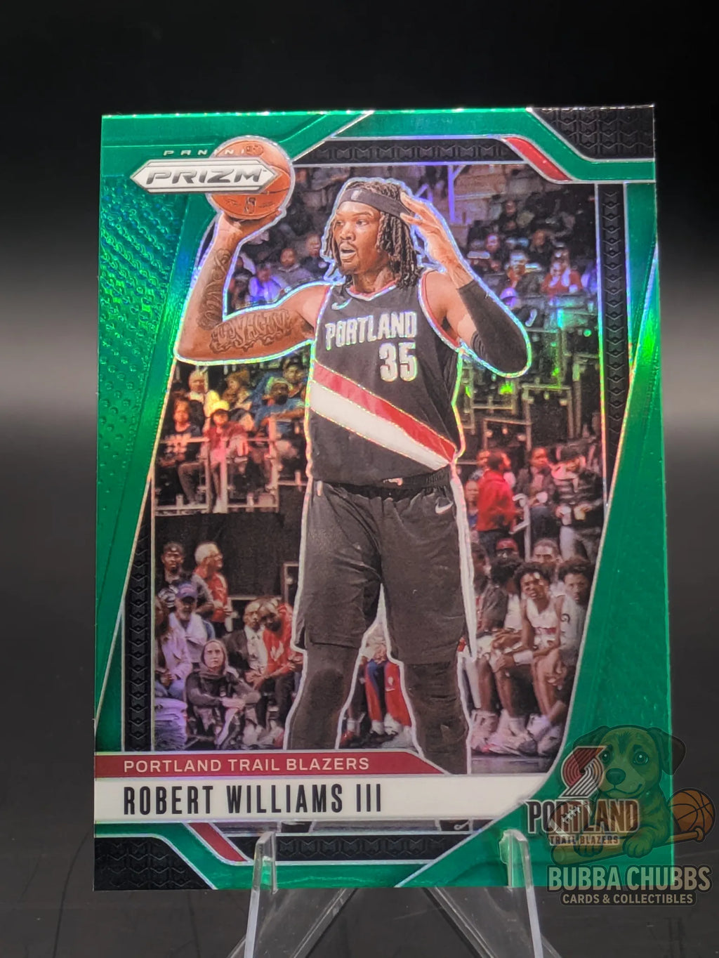 Basketball trading card featuring Robert Williams III of the Portland Trail Blazers Panini Prizm Green Parallel