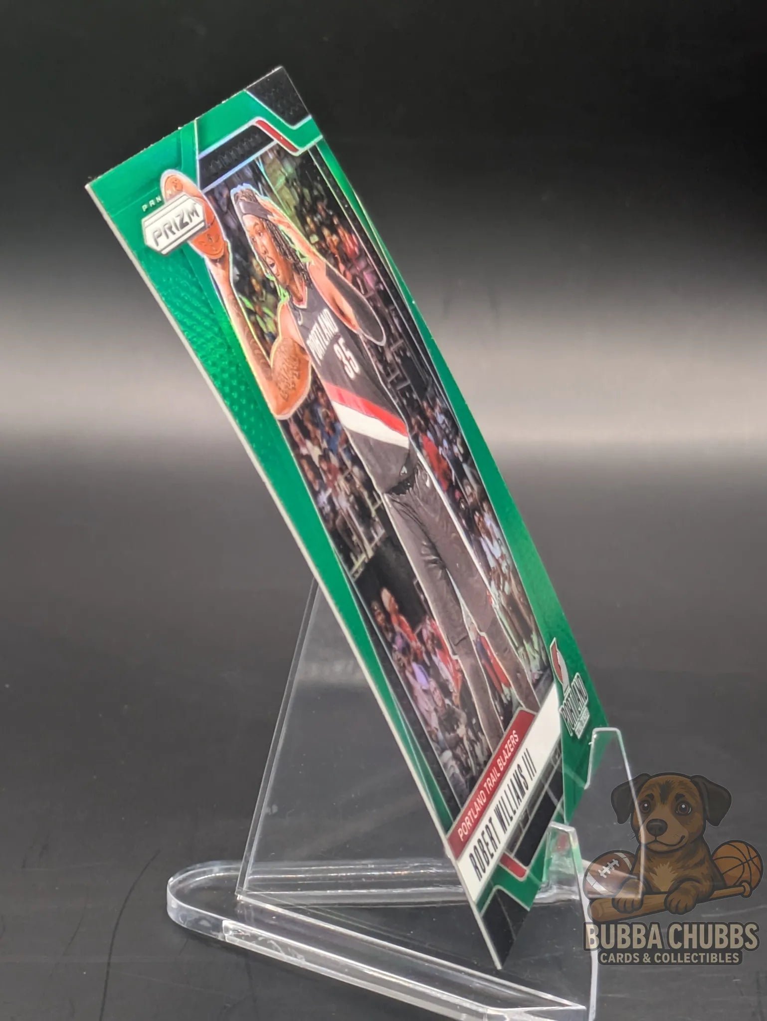 Basketball trading card featuring Robert Williams III of the Portland Trail Blazers Panini Prizm Green Parallel