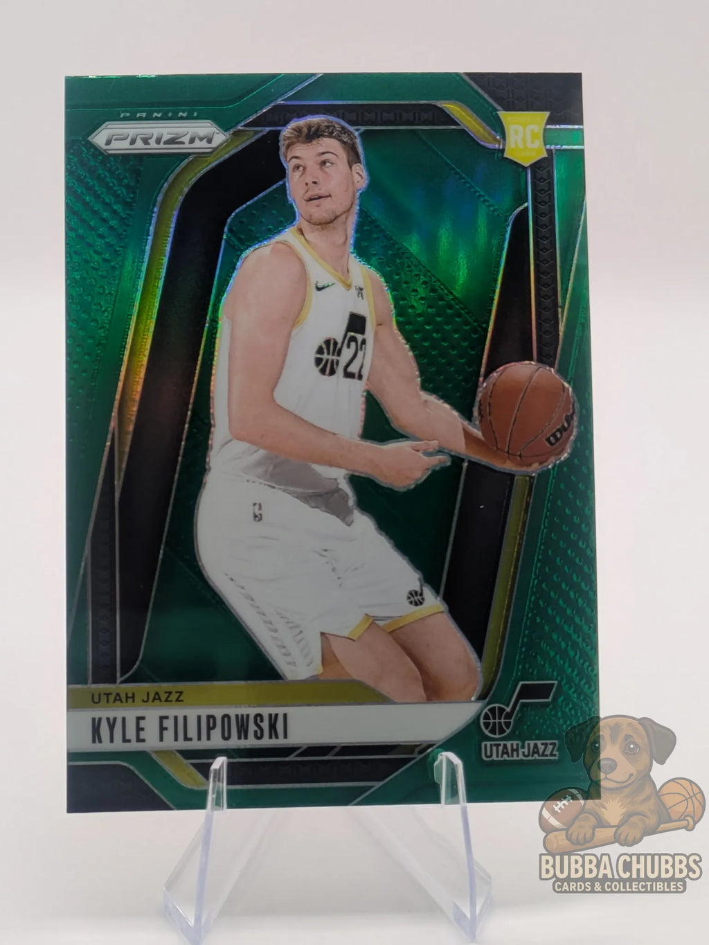 Basketball rookie trading card featuring Kyle Filipowski of the Utah Jazz Panini Prizm Green Parallel