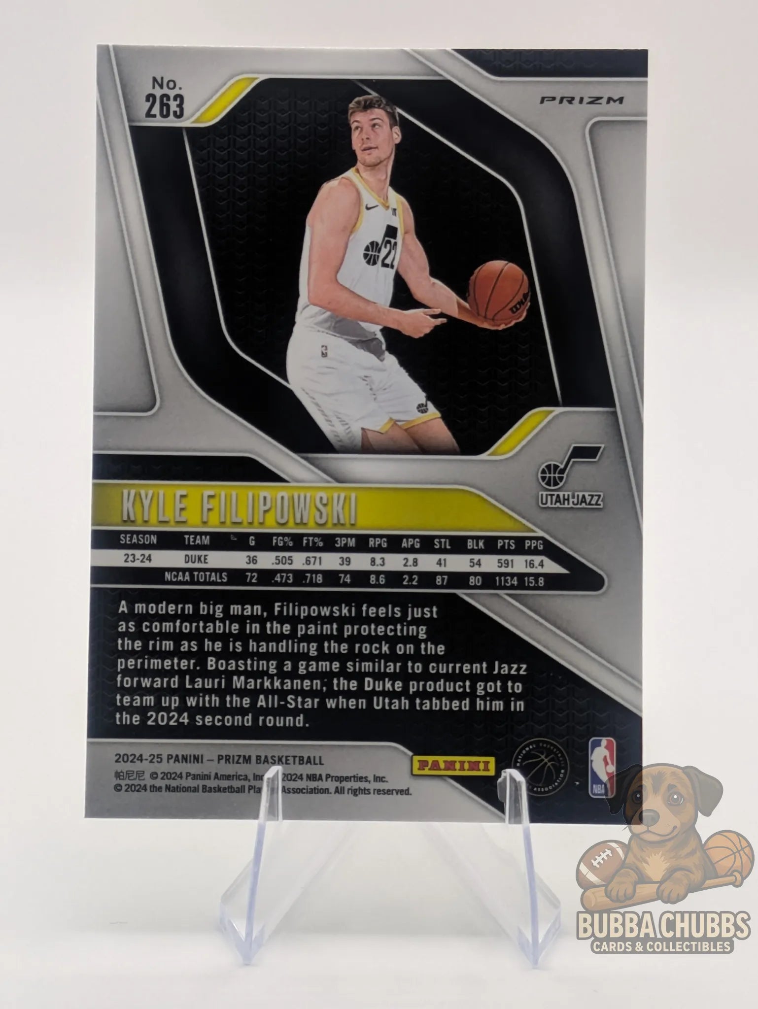 Basketball rookie trading card featuring Kyle Filipowski of the Utah Jazz Panini Prizm Green Parallel
