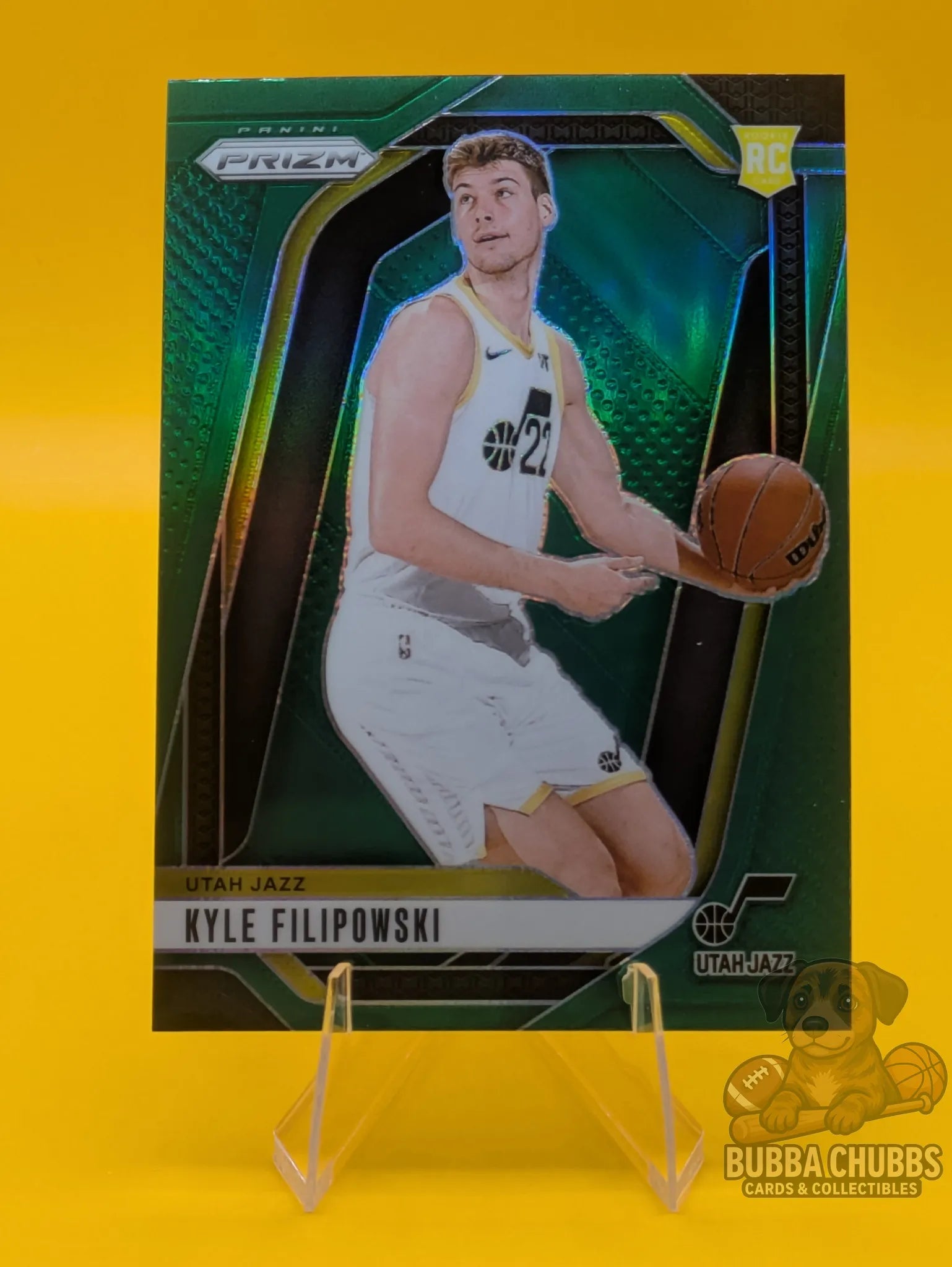 Basketball rookie trading card featuring Kyle Filipowski of the Utah Jazz Panini Prizm Green Parallel