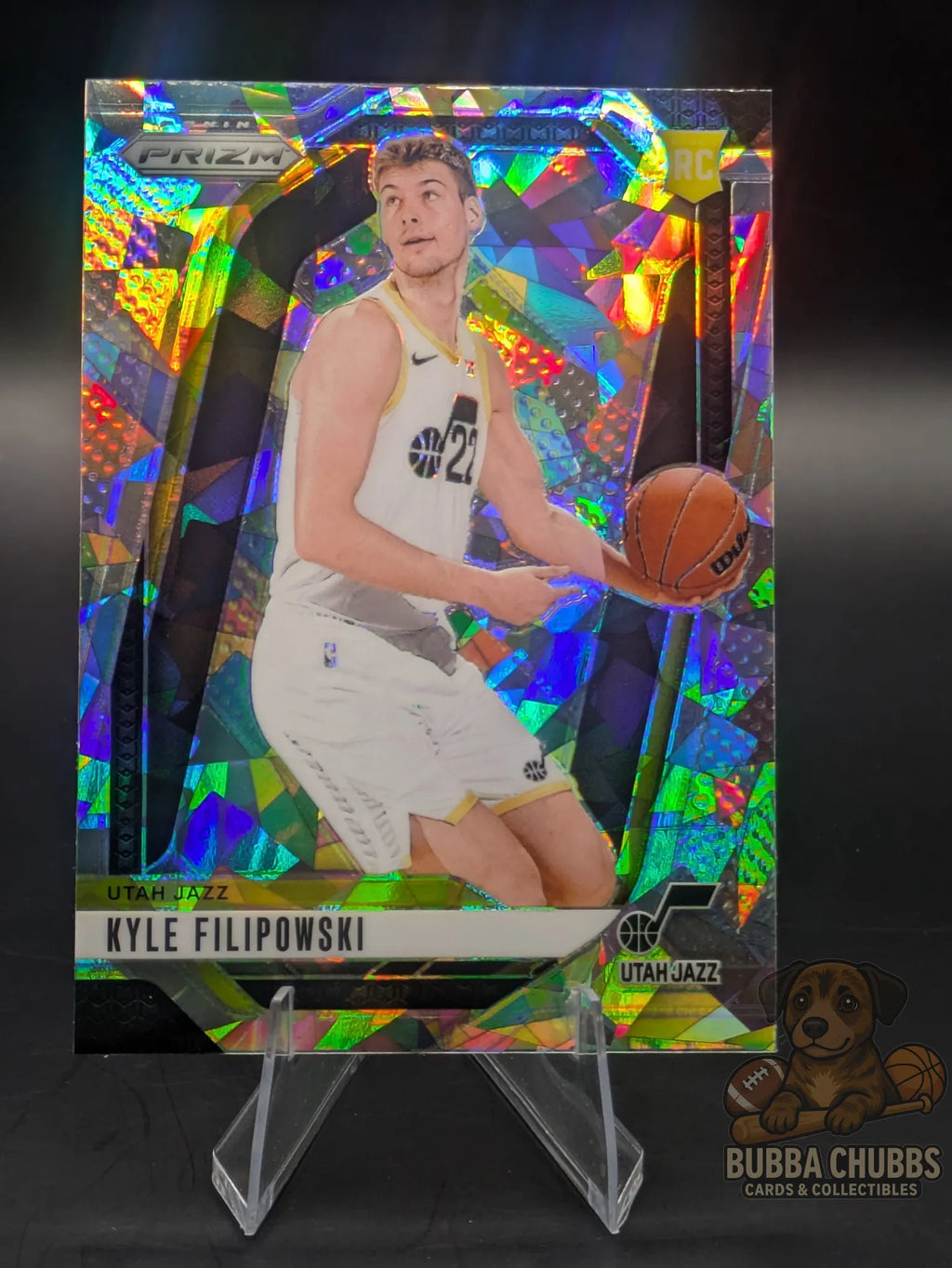 Basketball rookie trading card featuring Kyle Filipowski of the Utah Jazz Panini Prizm Silver Cracked Ice