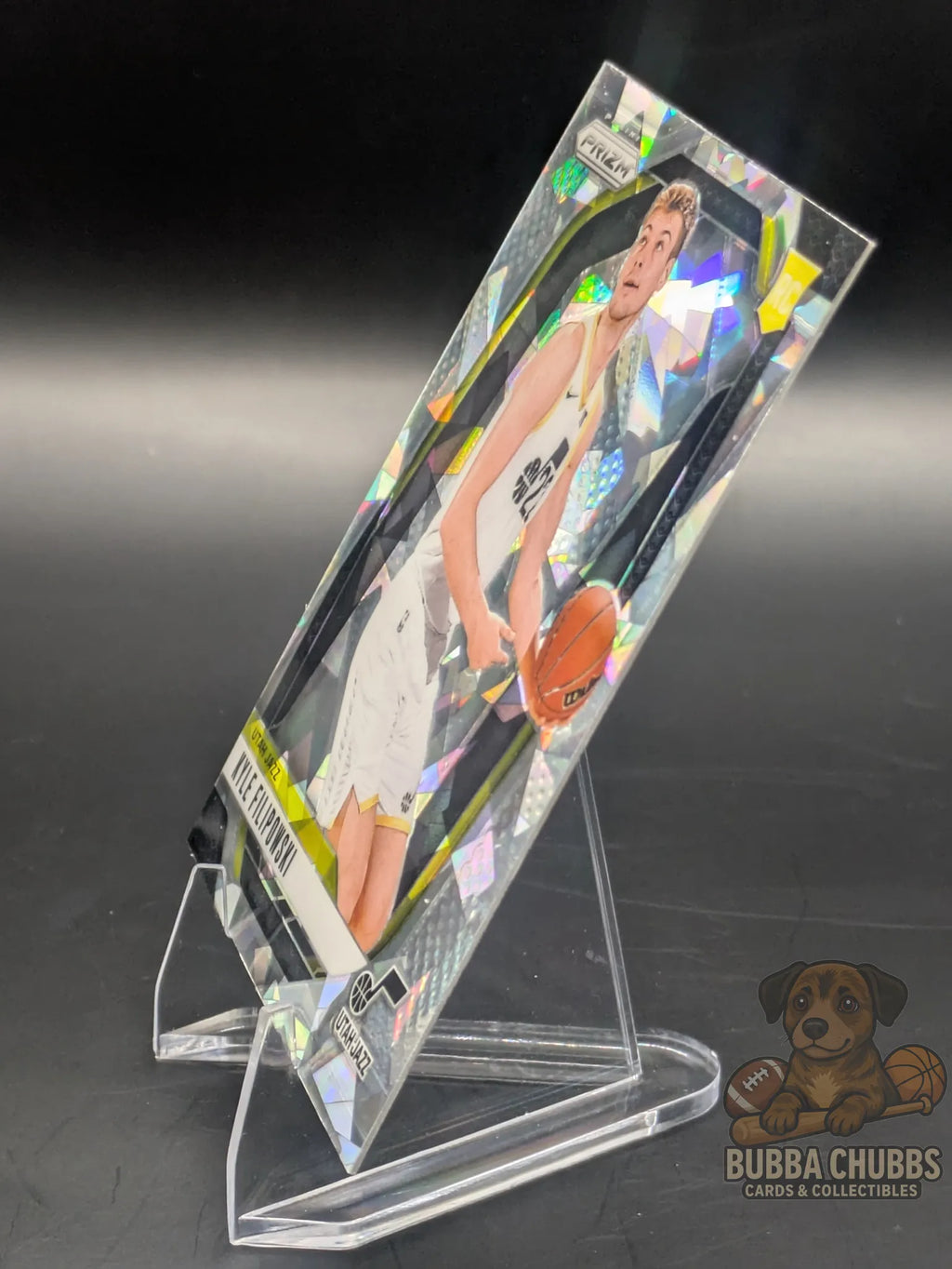 Basketball rookie trading card featuring Kyle Filipowski of the Utah Jazz Panini Prizm Silver Cracked Ice