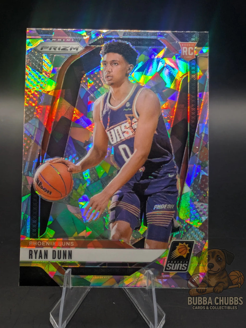 Basketball rookie trading card featuring Ryan Dunn of the Phoenix Suns Panini Prizm Silver Cracked Ice