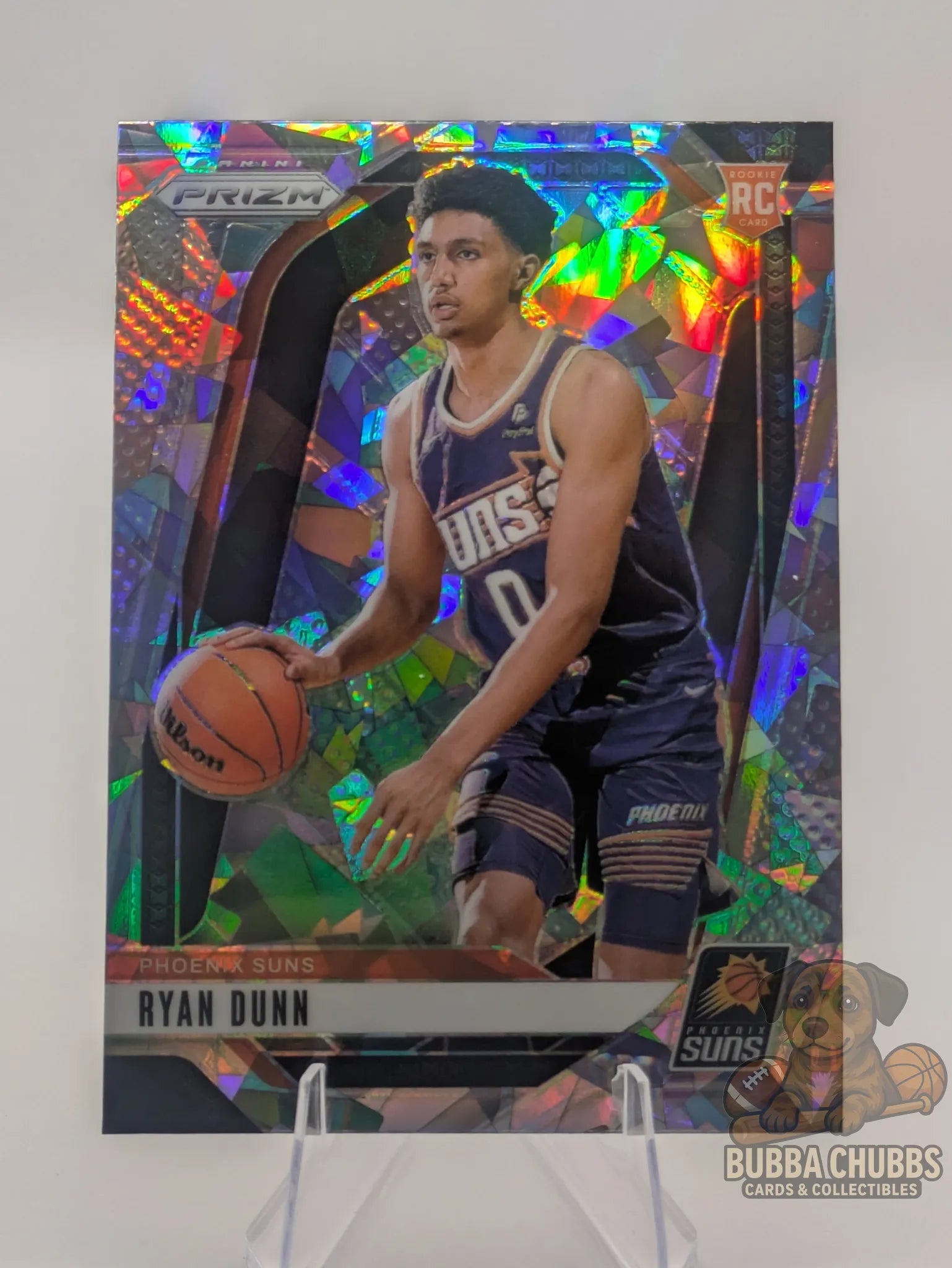Basketball rookie trading card featuring Ryan Dunn of the Phoenix Suns Panini Prizm Silver Cracked Ice